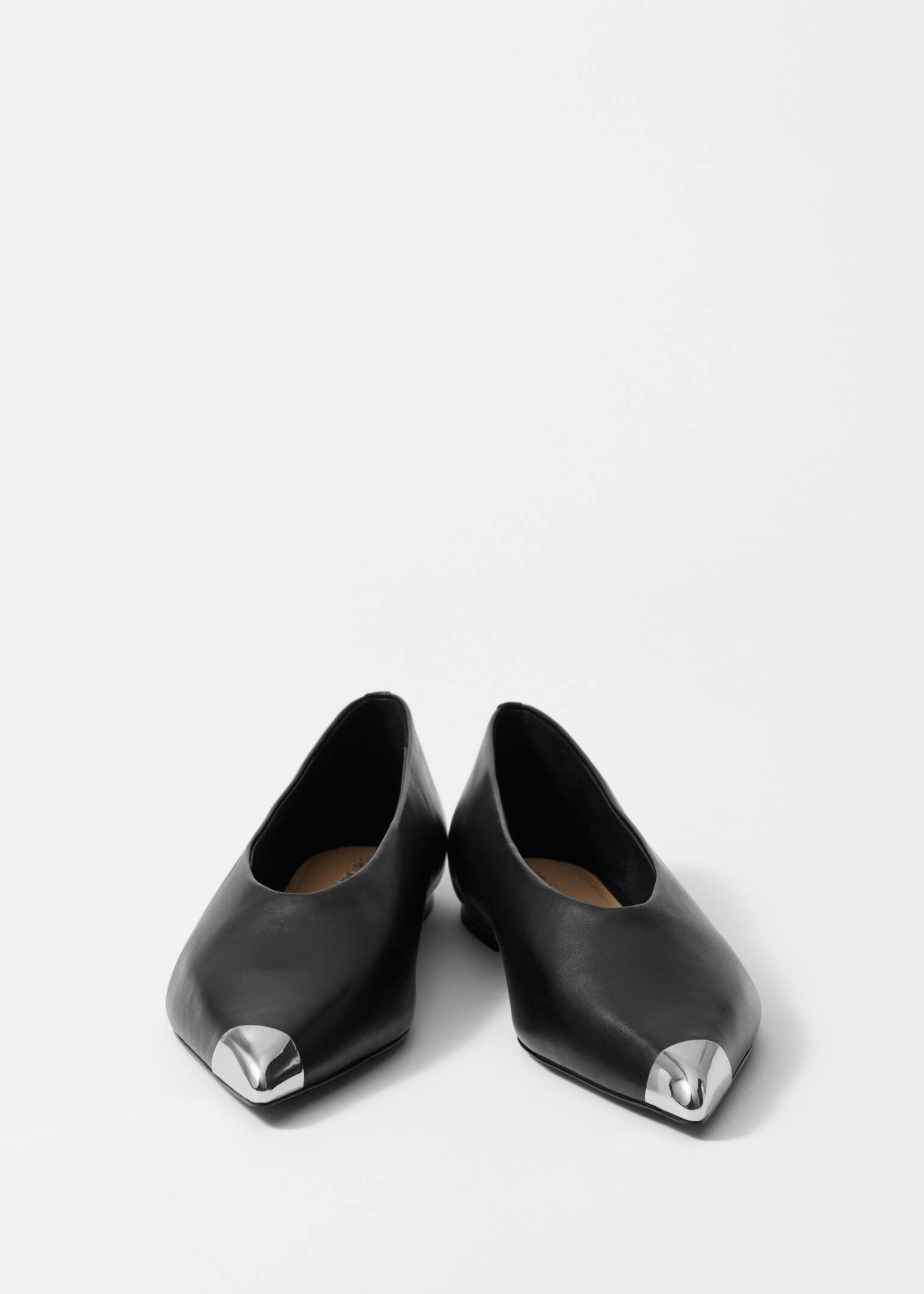 נעלי בלט שטוחות בצבע כסף - שחור/כסף - 3