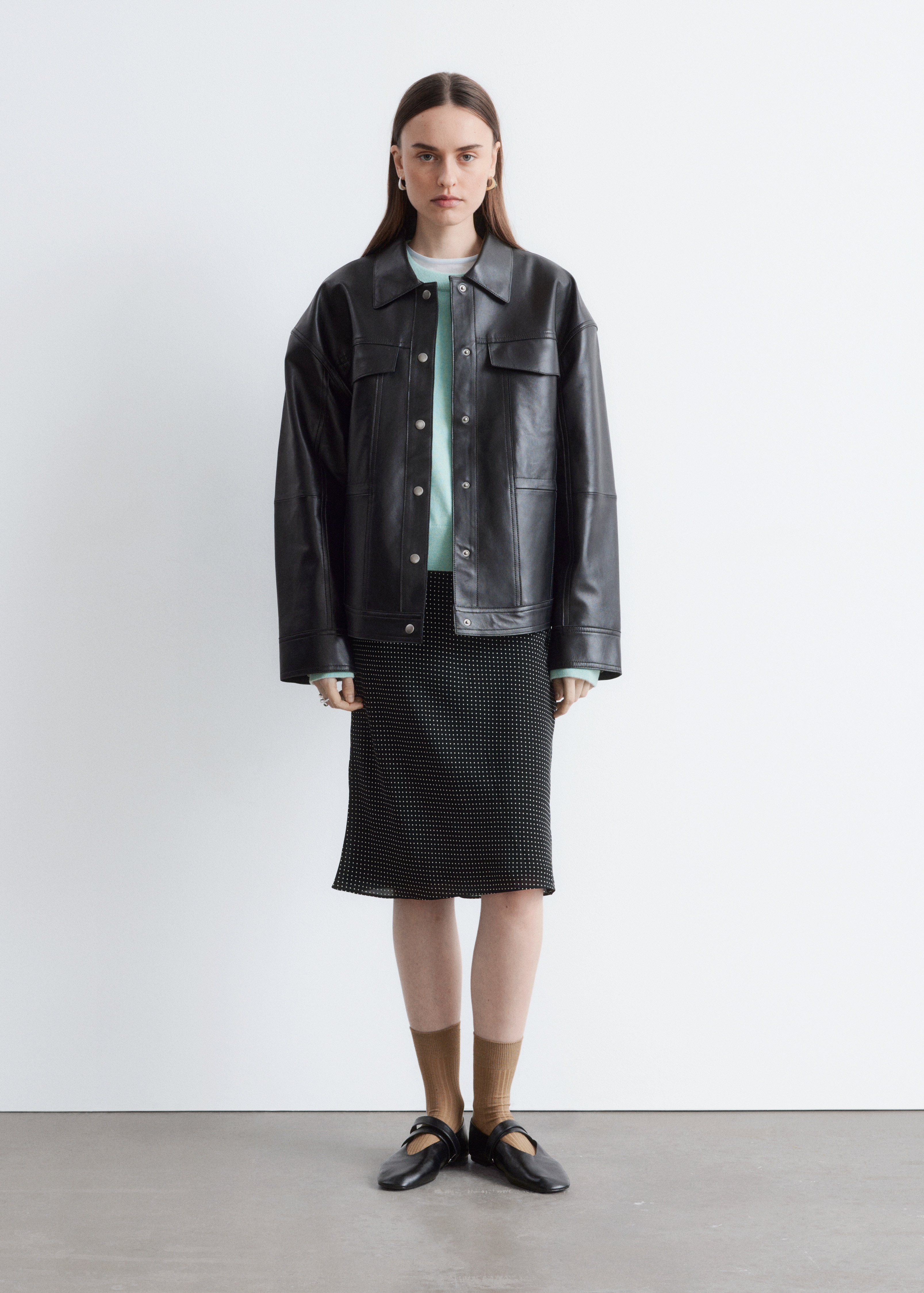 Gonna a sottoveste al ginocchio - Nero/Pois