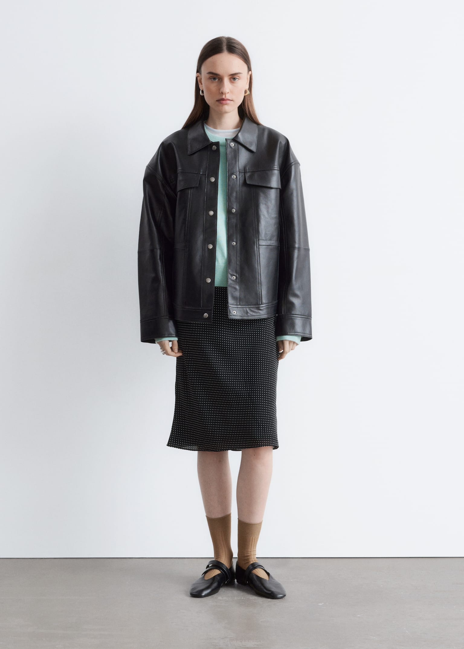 Slip Midi Skirt - Black/Polka Dot - 1