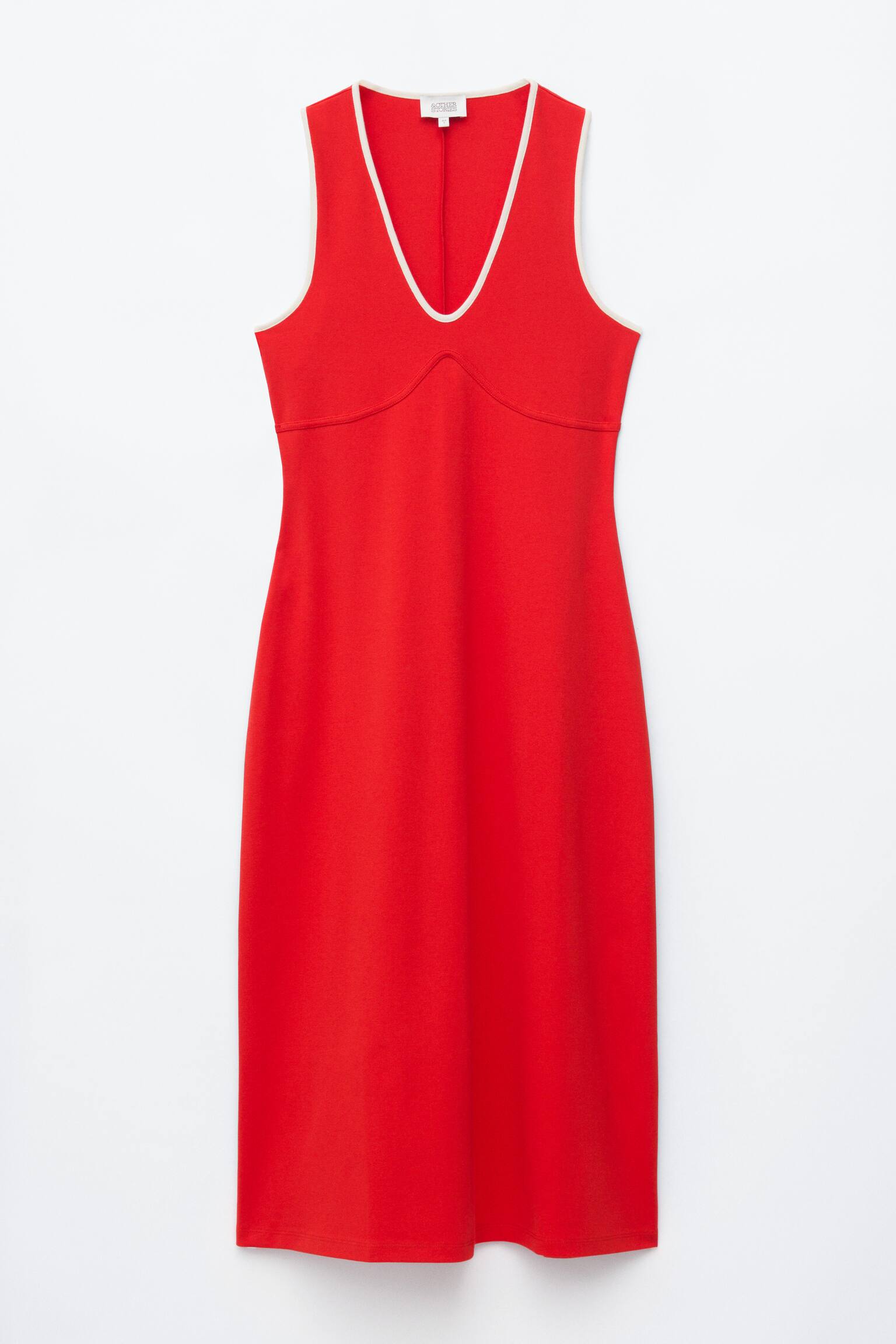 Midikleid mit U-Ausschnitt - Rot/Dunkelblau/Rot - 1