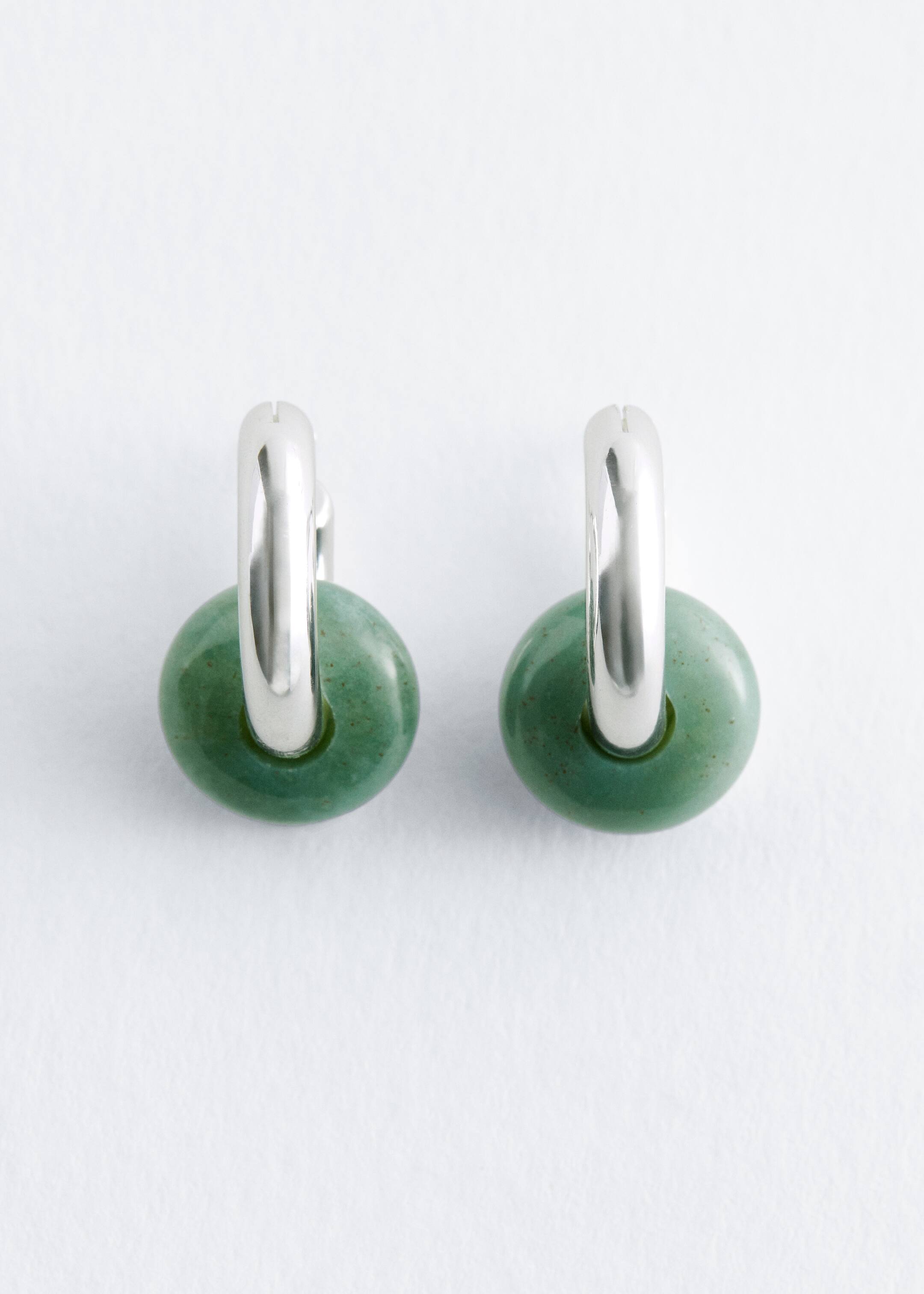 Grösseres Bild ansehen: Creolen mit Steinperlen - Silber/Grün - DAMEN | H&M CH 2