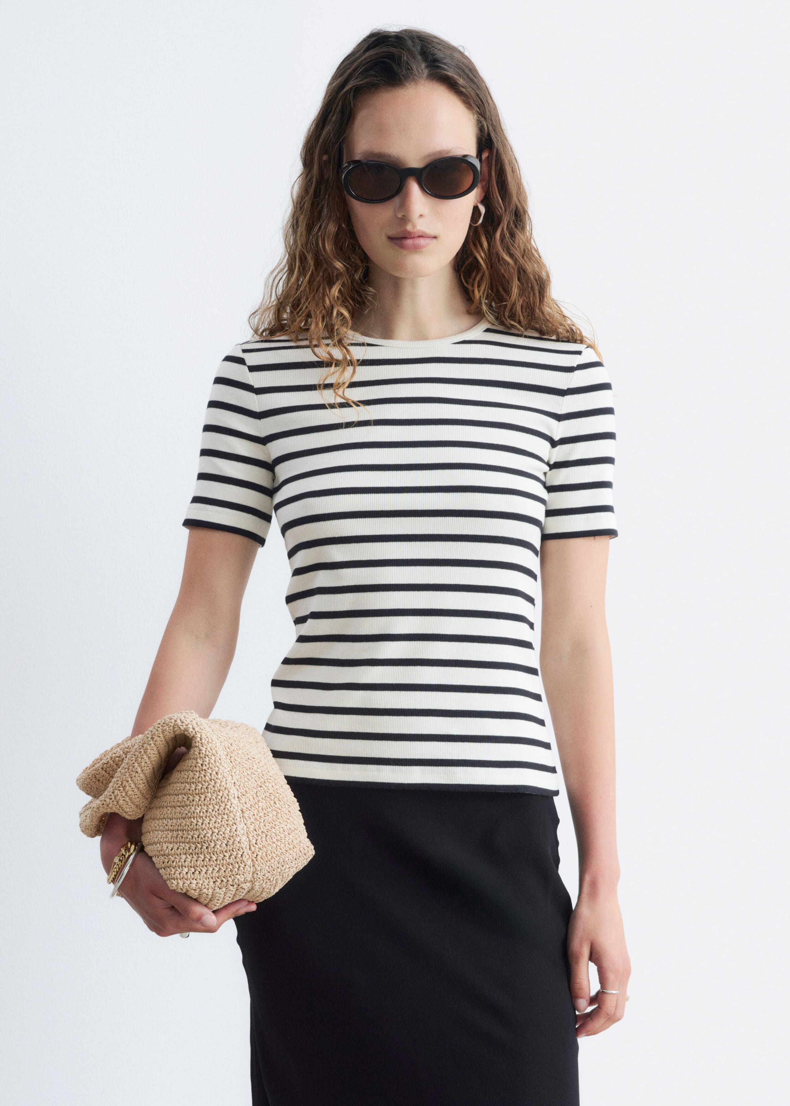 Ribbed T-Shirt - White - Lookbook