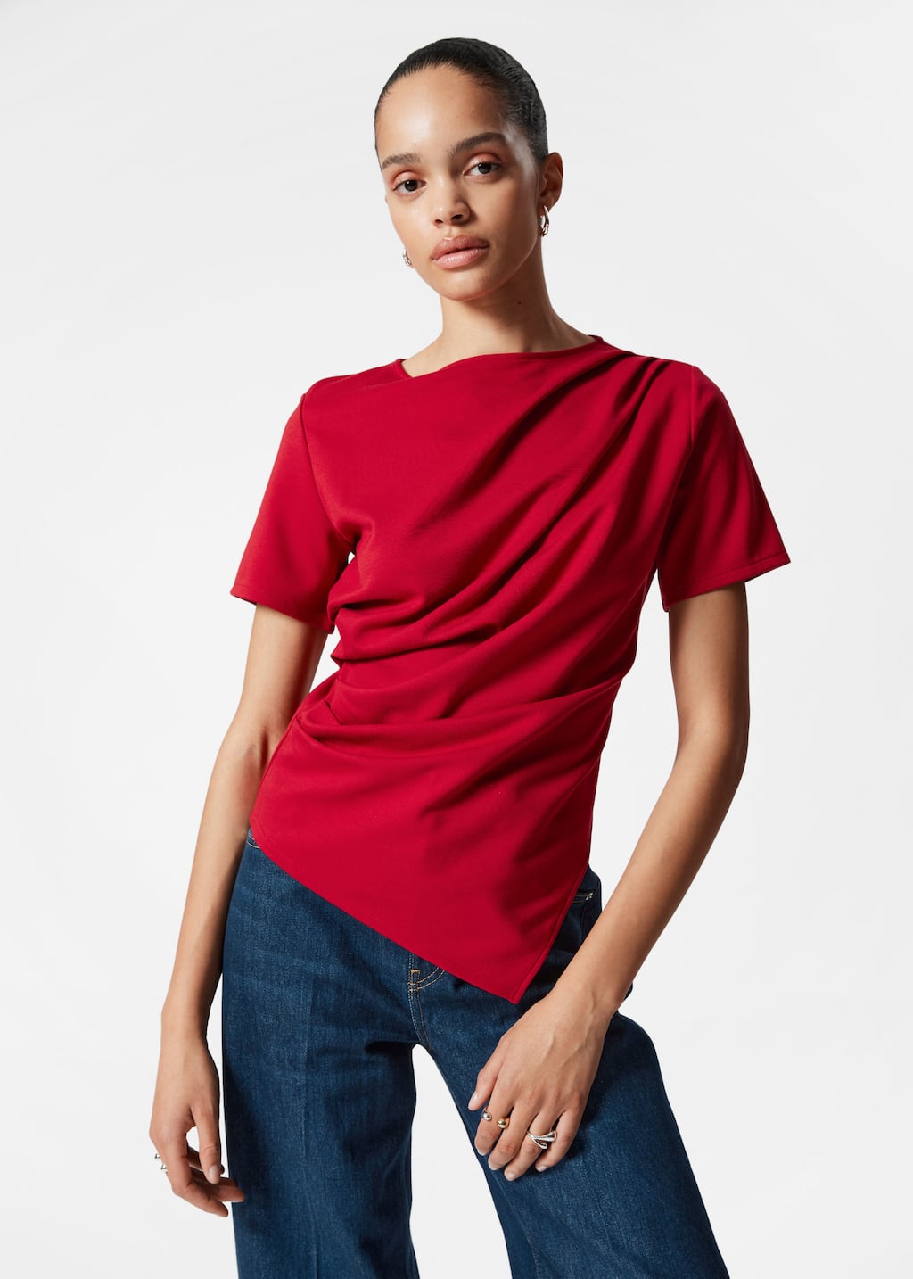 Image of Draped Asymmetric T-shirt