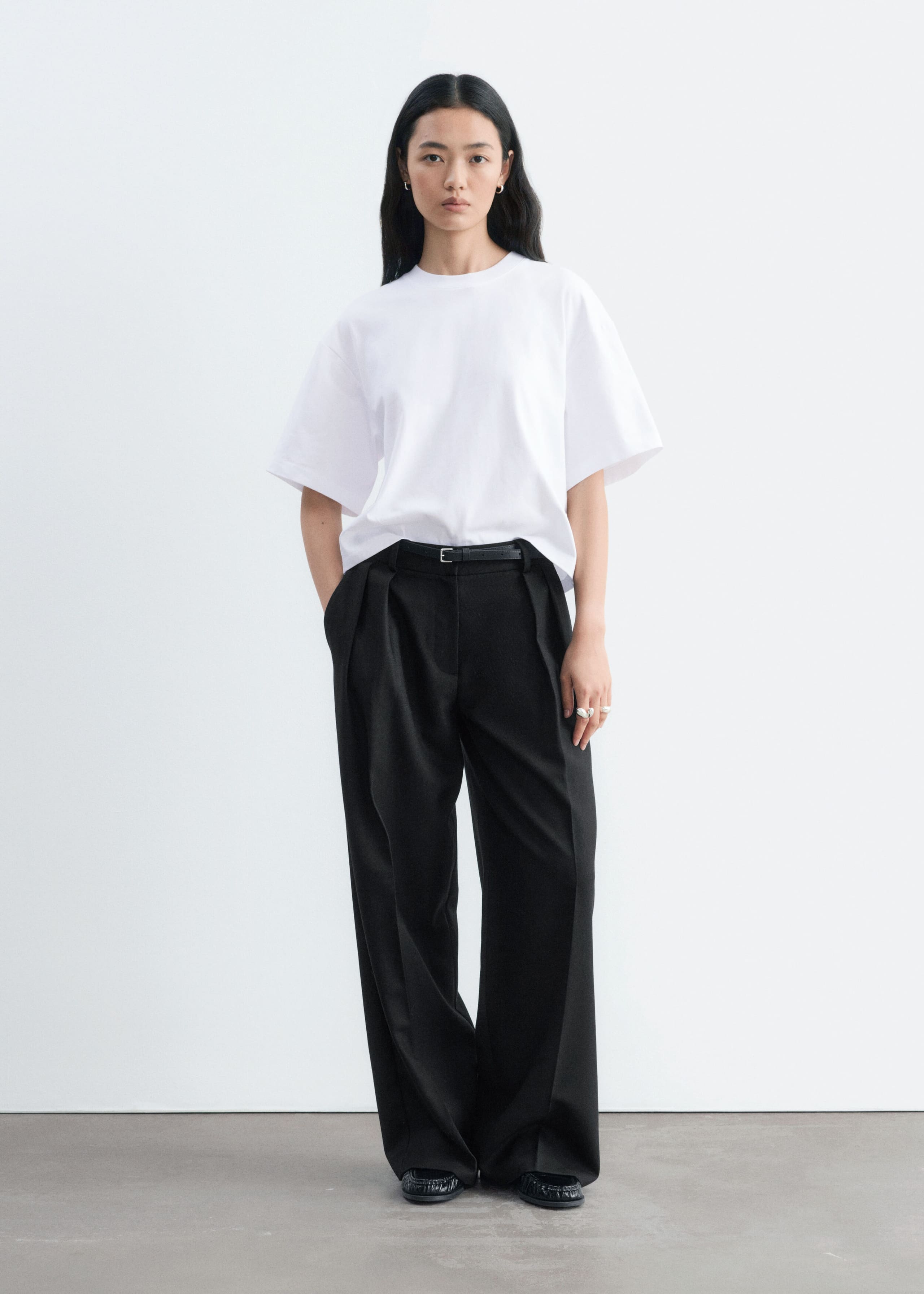 Boxy Cotton T-Shirt - White - Lookbook