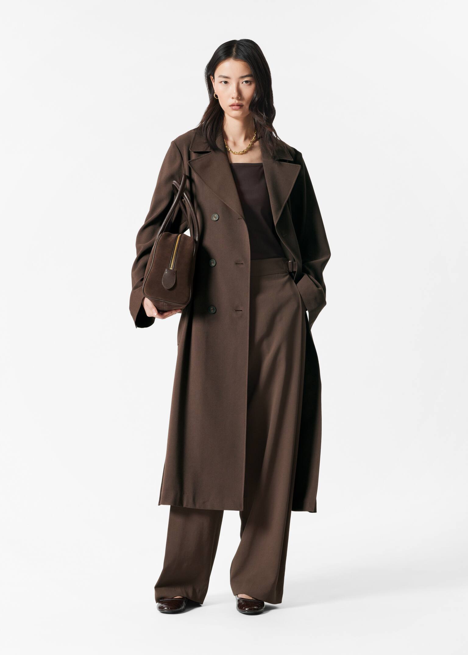 Trench-coat croisé - Marron foncé - 6