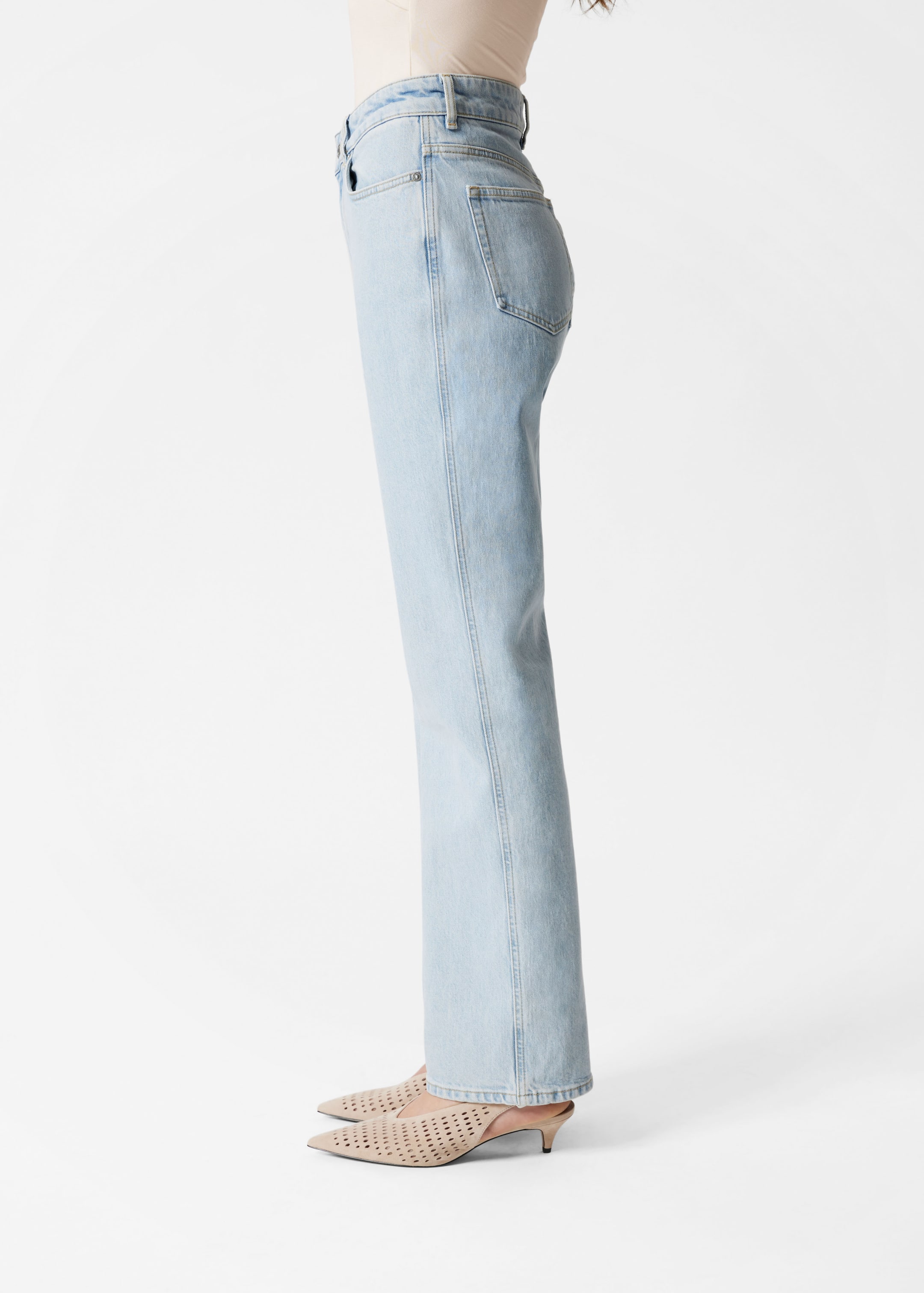 Ver imagem maior: Calças de ganga de cintura subida direitas - Azul claro - SENHORA | H&M PT 3
