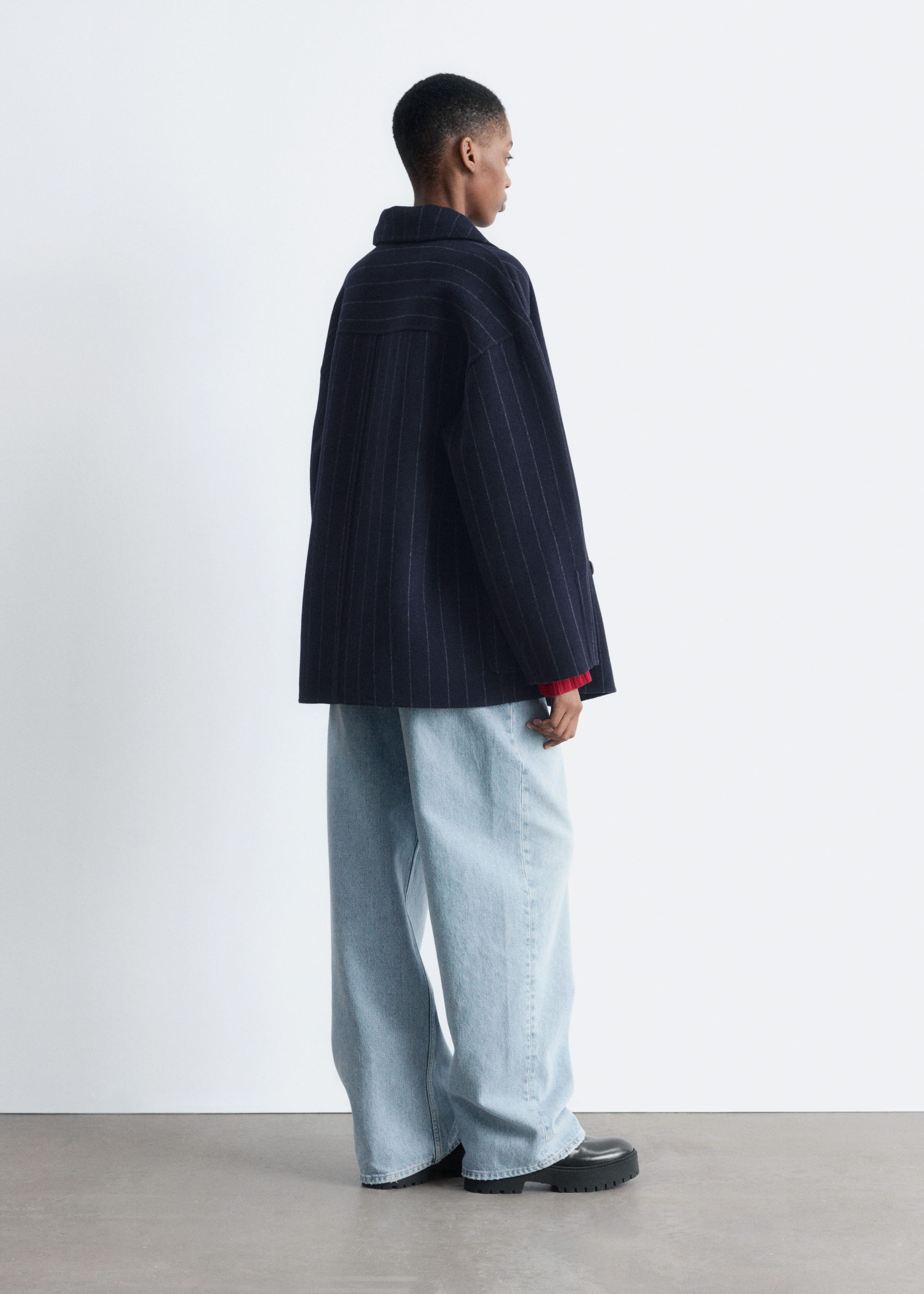 Image of Cocoon-Shaped Wool Jacket