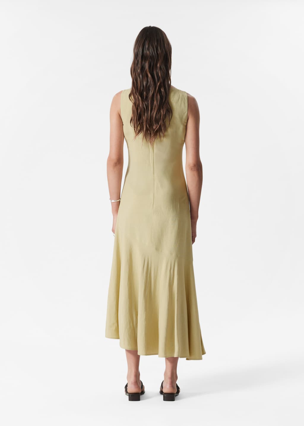 Asymmetric Wrap-Knot Midi Dress - Light Yellow - Lookbook