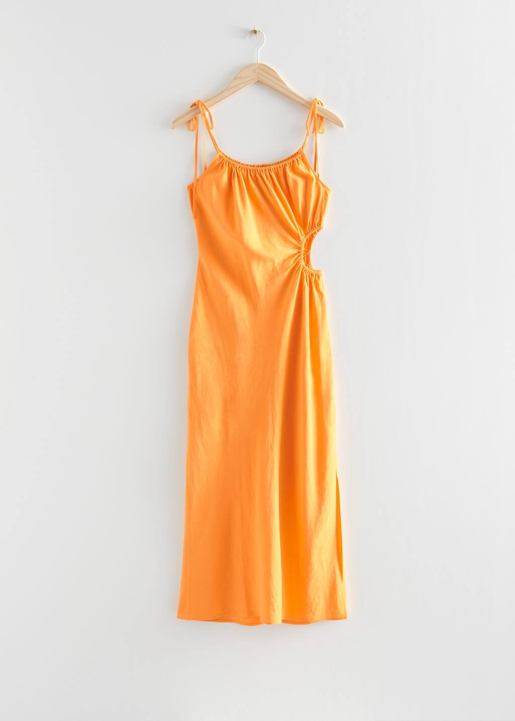 Robe midi décolletée à bretelles - Jaune - Still Life