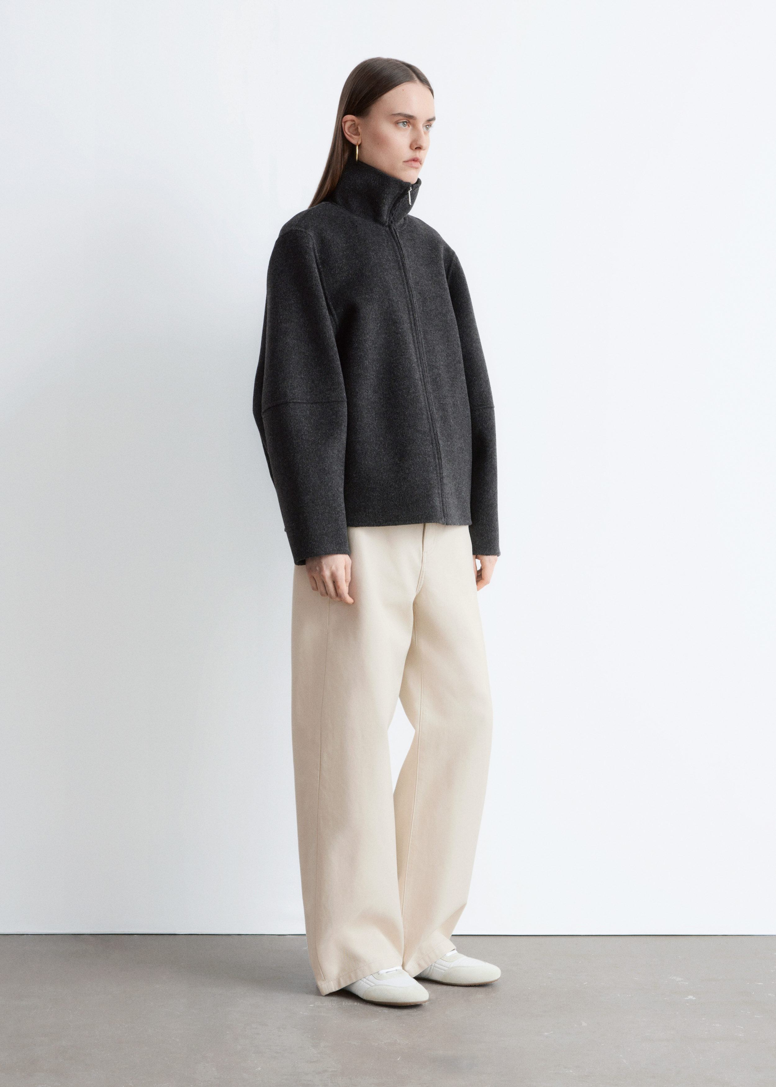 Zip-Up Wool Jacket - Dark Grey - Jackets - & Other Stories US