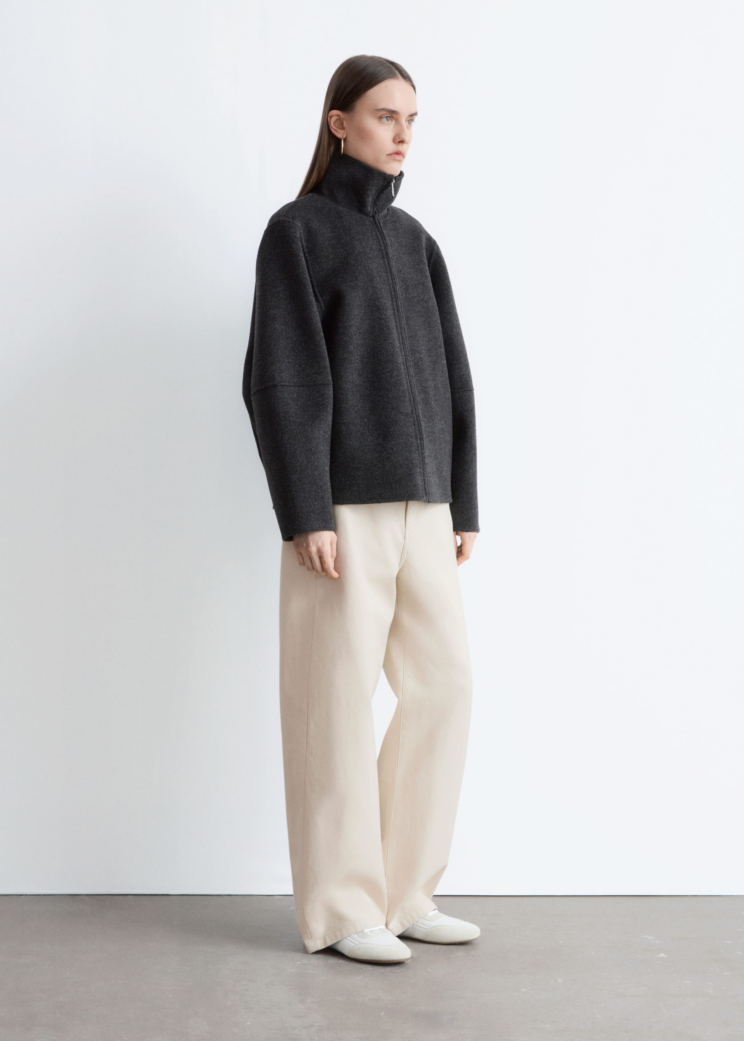 Image of Zip-Up Wool Jacket