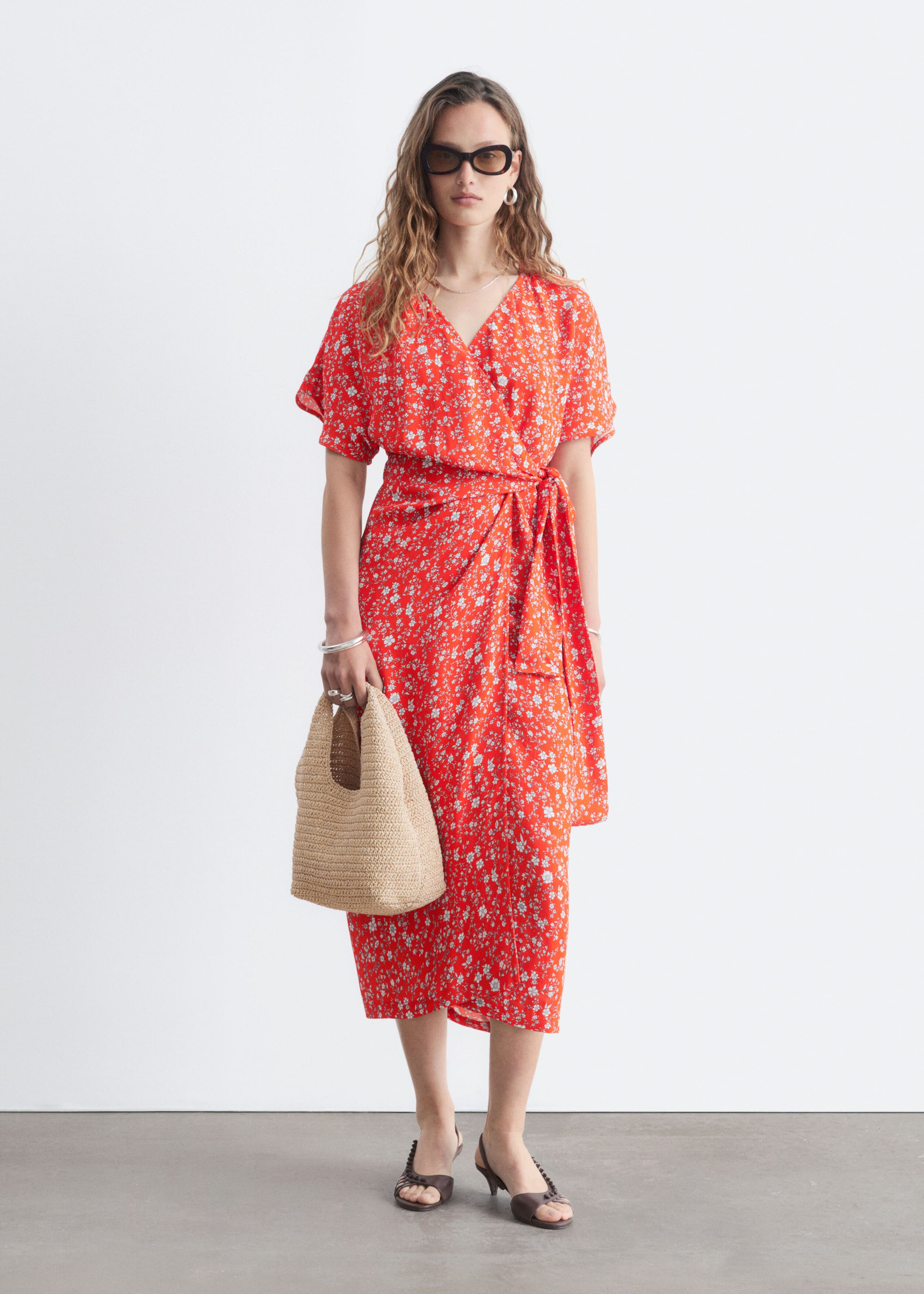 Wrap Midi Dress - Blue/Pink - Still Life