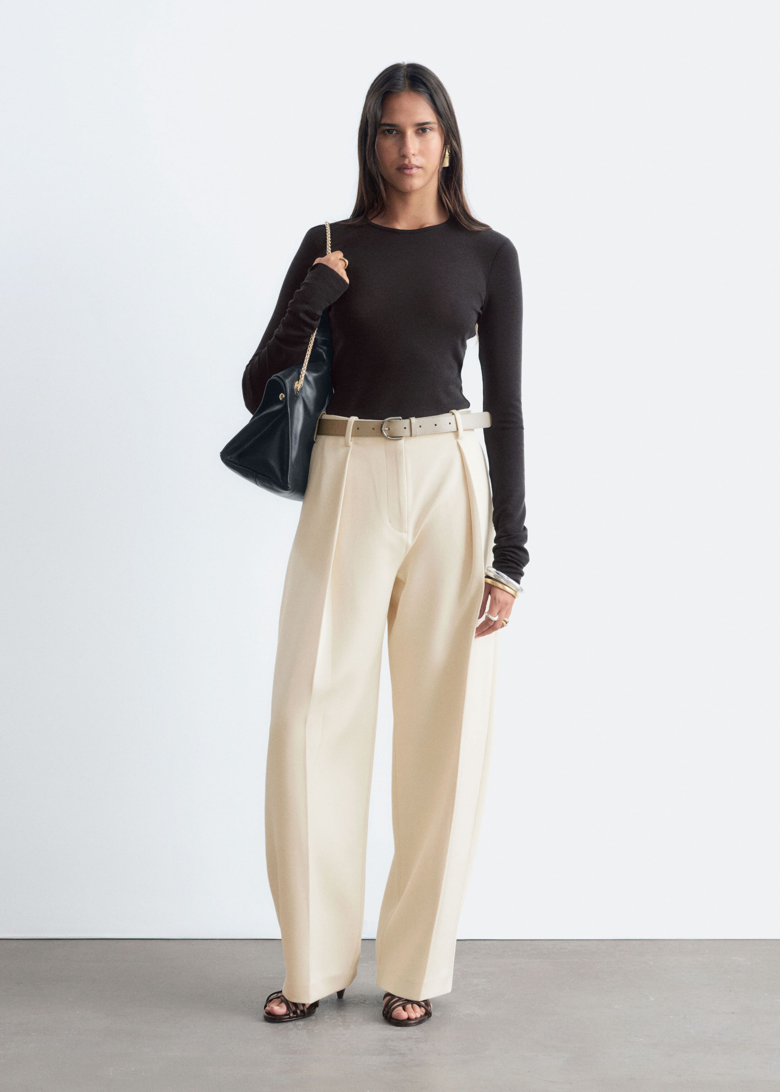 Plain-Knit Wool Top - Lilac - Lookbook