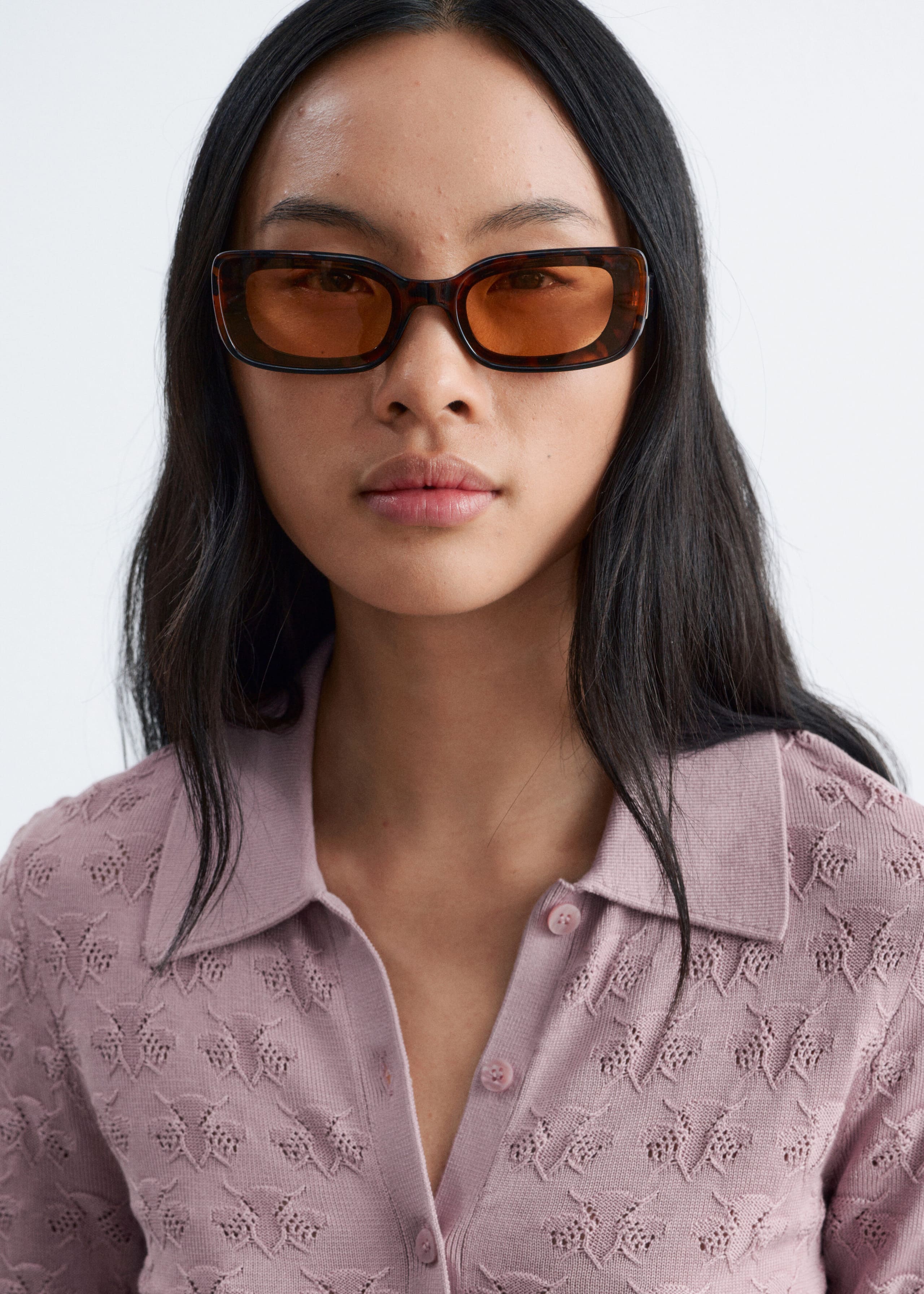 Auffällige rechteckige Sonnenbrille - Braun/Schildpatt - Stillleben