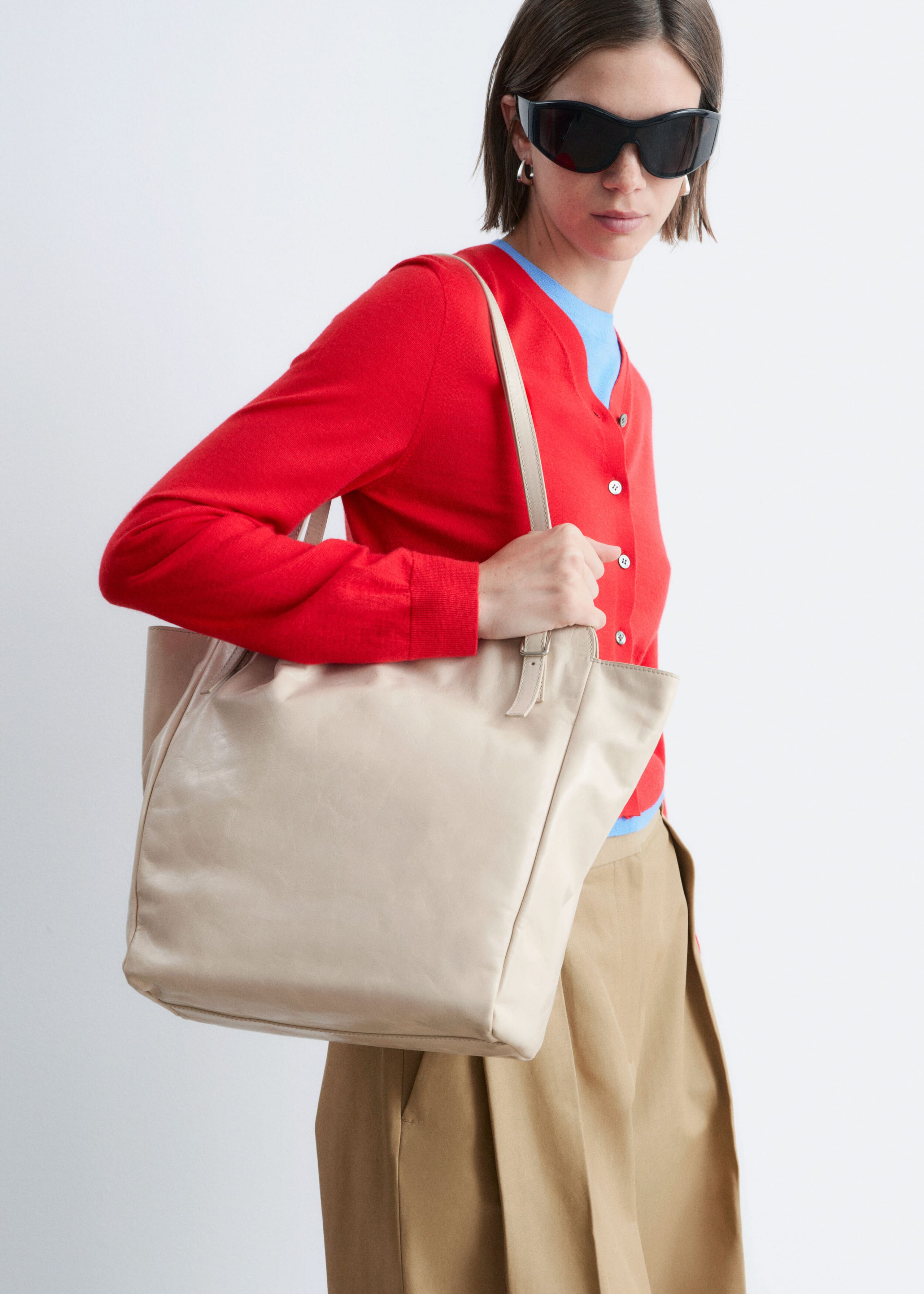 Image of Buckle-Strap Leather Tote