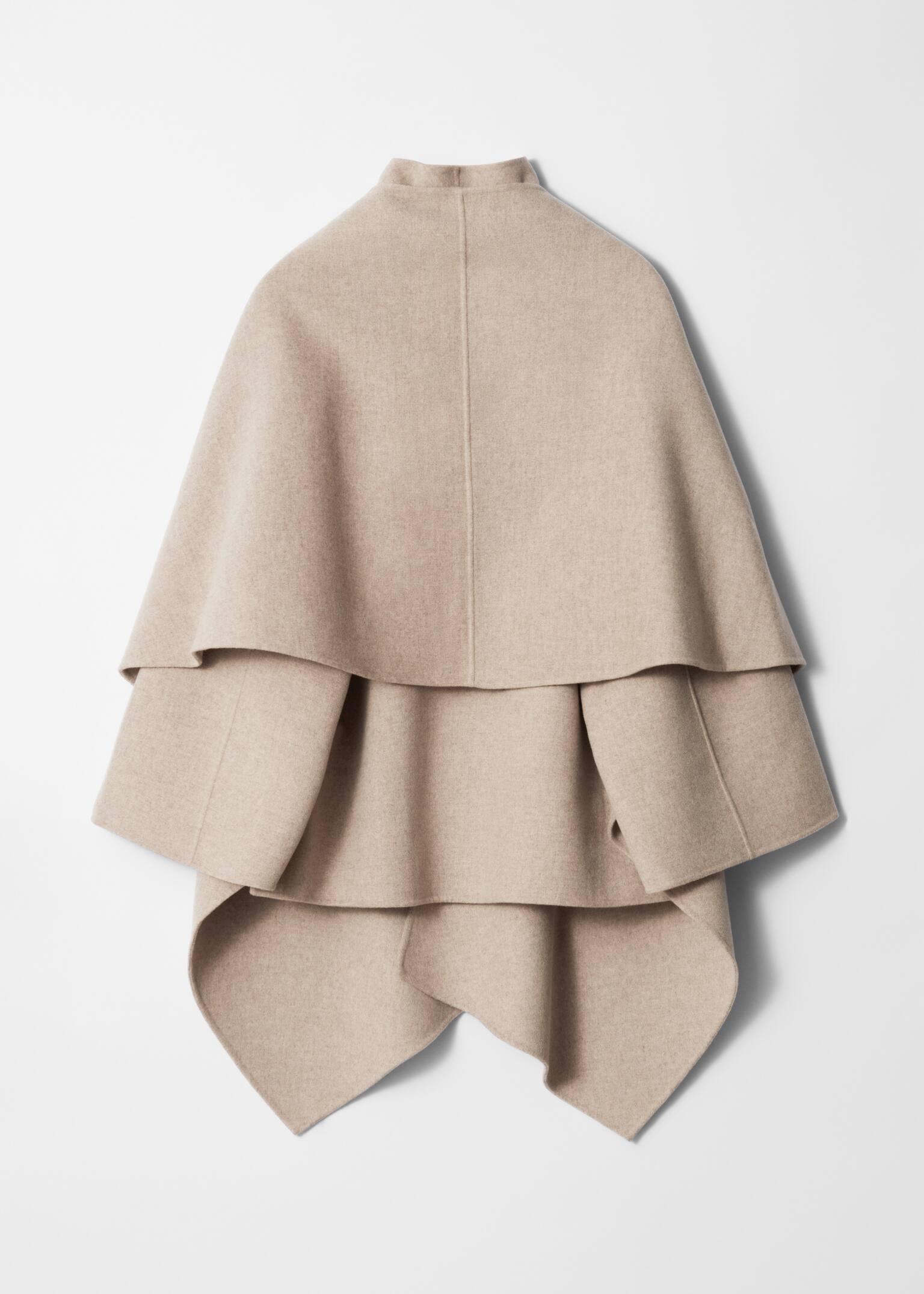 Asymmetric Wool Cape - Beige