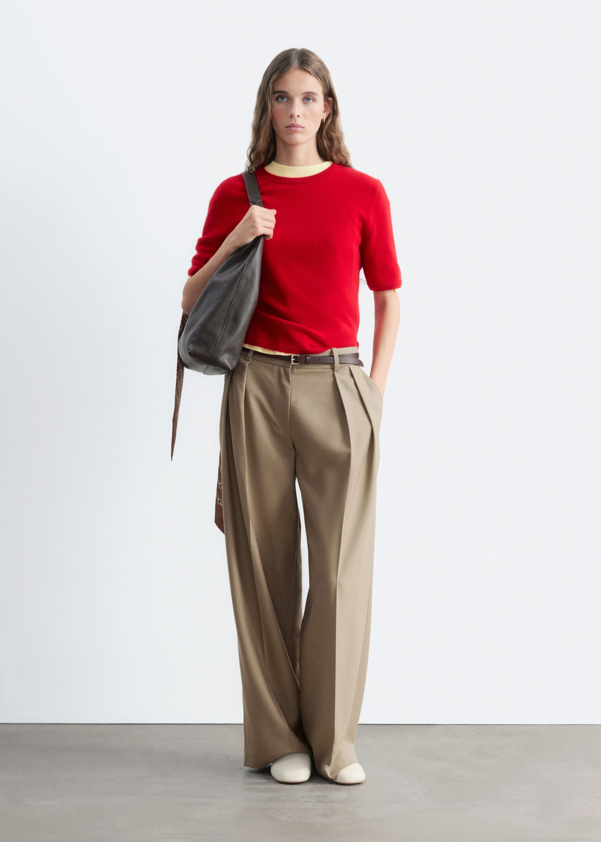 Short-Sleeve Cashmere Top - Blue - Lookbook