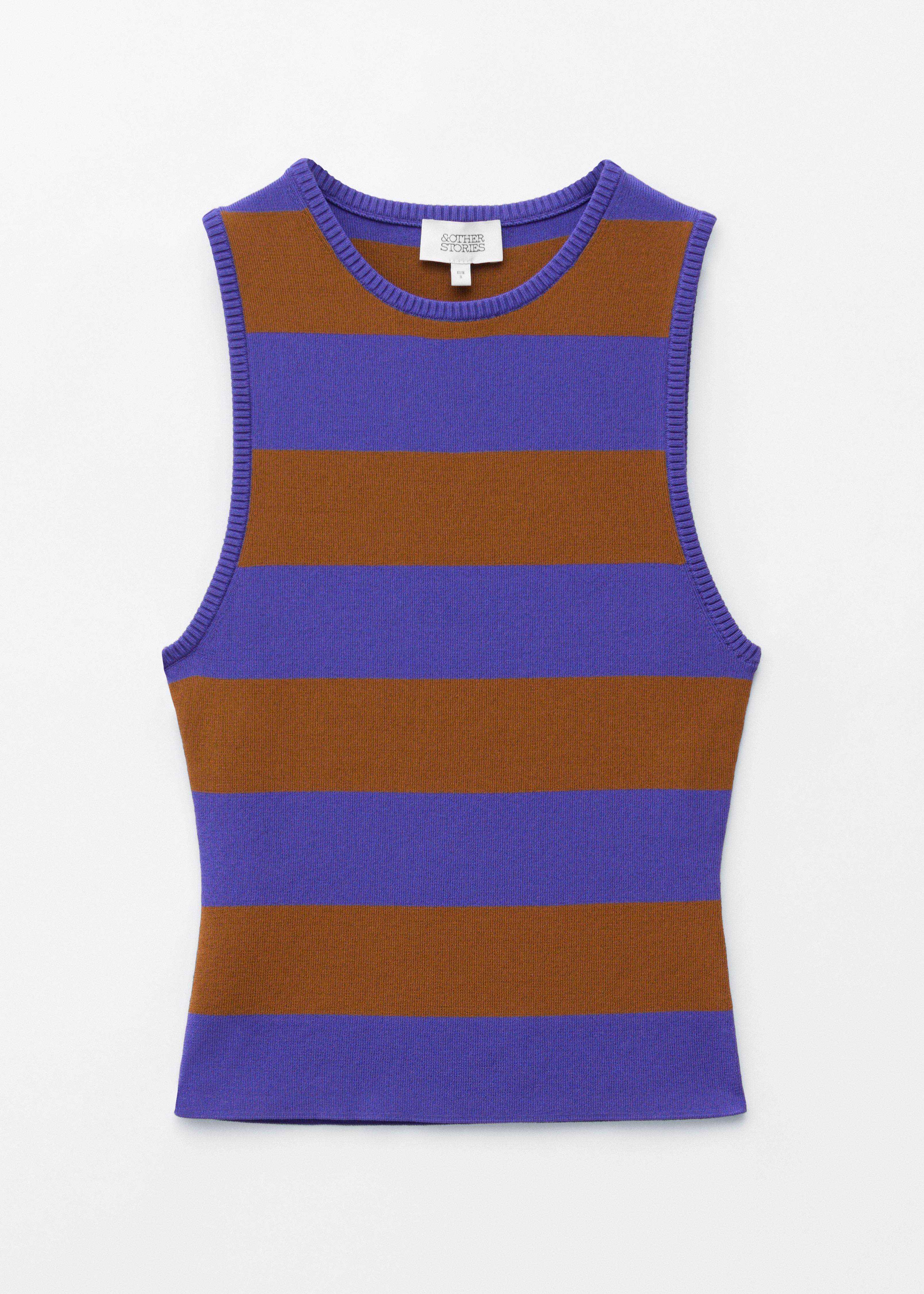 Knitted Tank Top - Purple/Brown/Striped/Beige/Striped