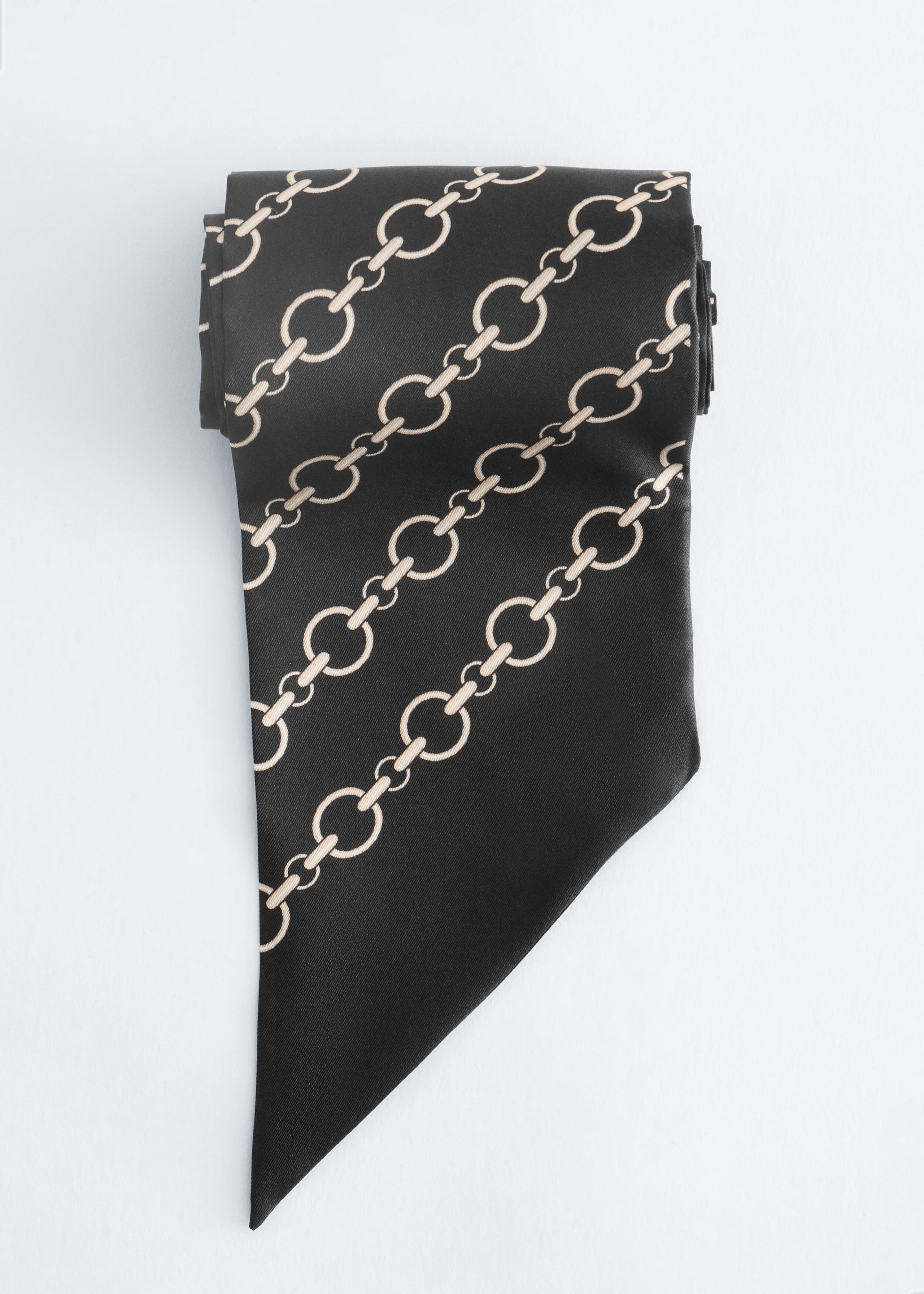 Slim Silk Print Scarf - Black/Print - Still Life