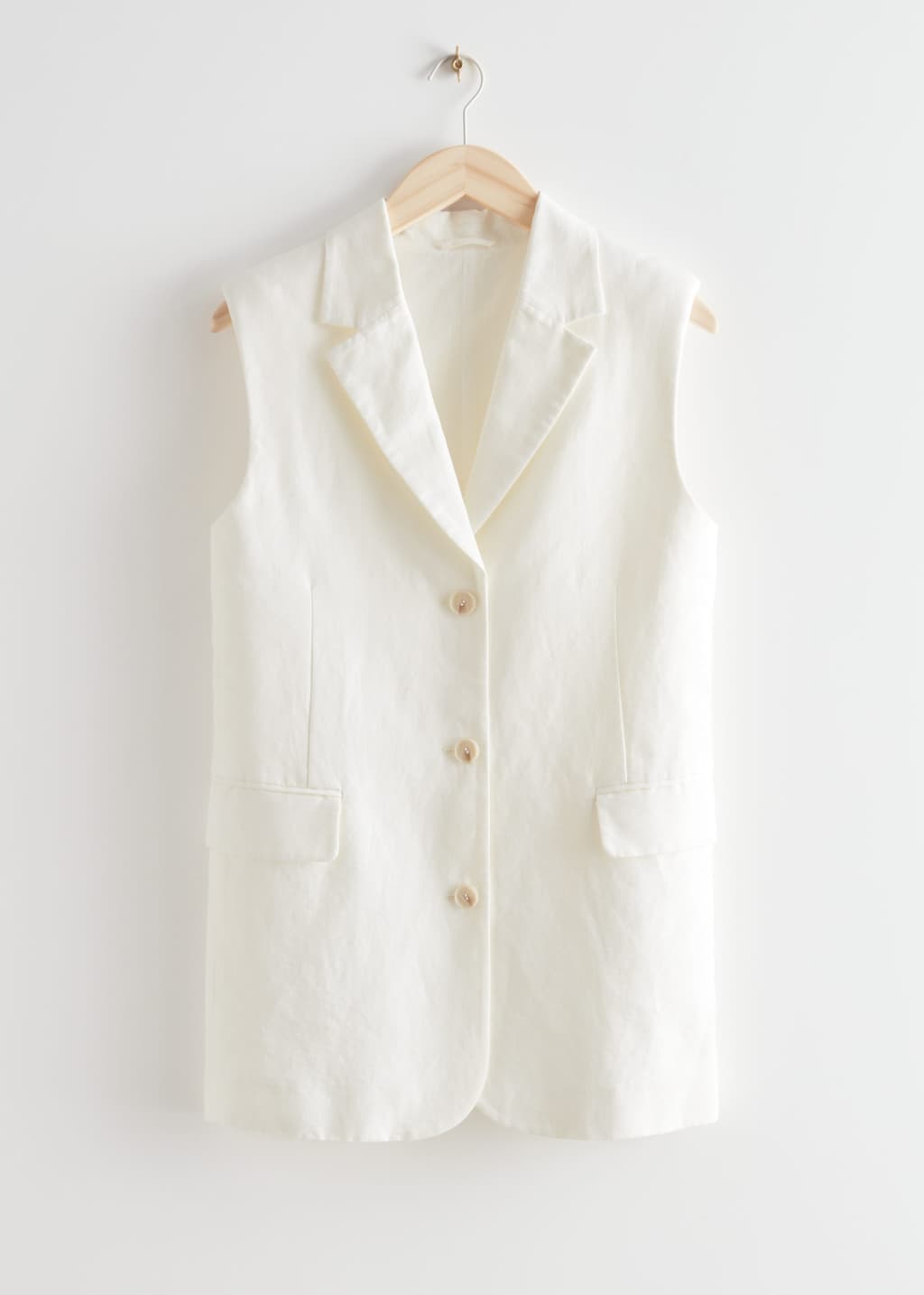Long Blazer Vest - White - Bodegón
