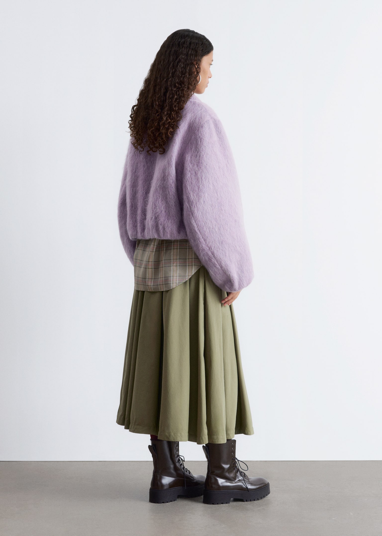 Cropped Wool Bomber Jacket - Lilla - 6