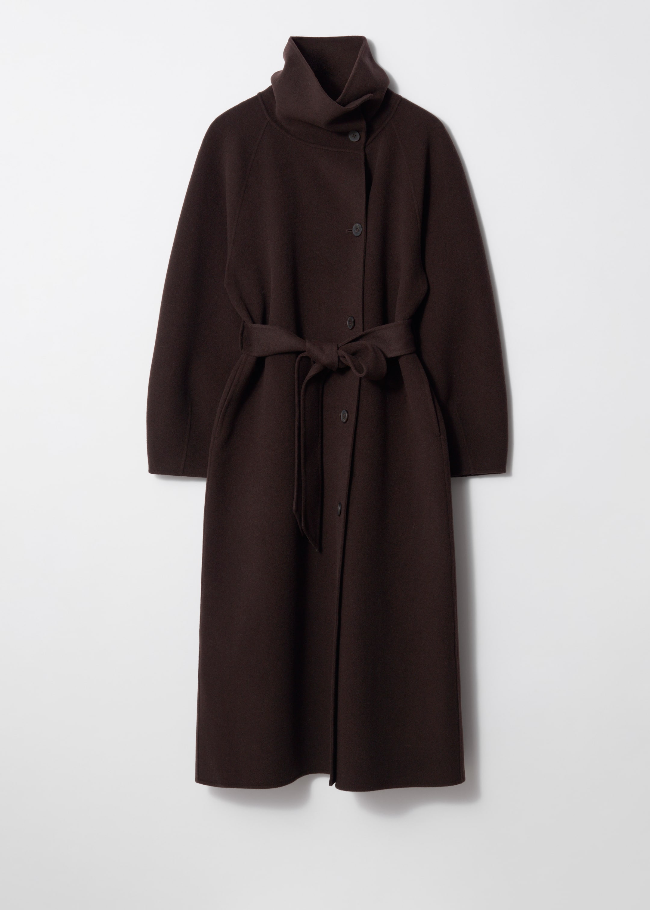 View larger image: Funnel-Collar Wool Coat - Dark brown - Ladies | H&M GB 1