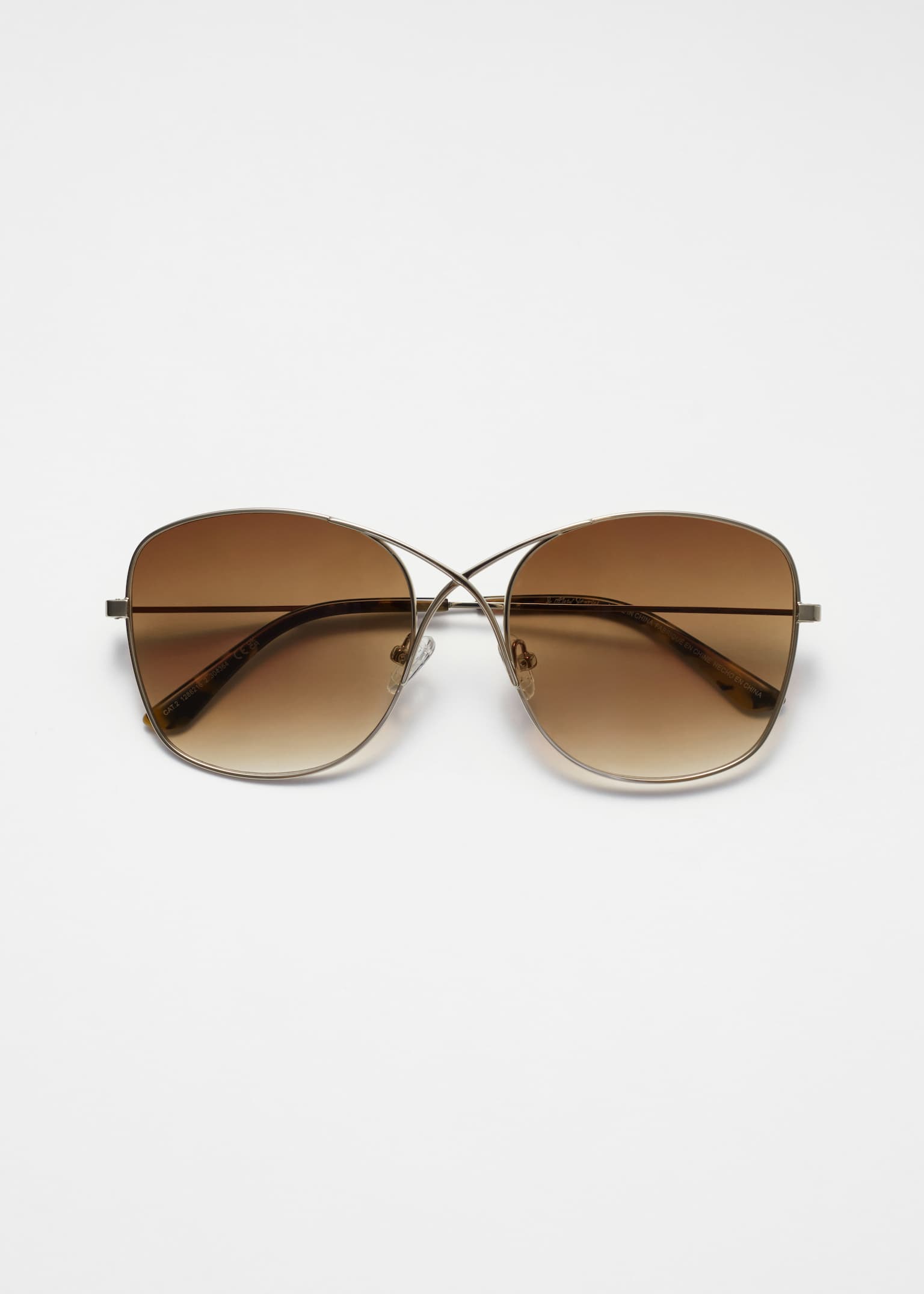 Gafas de sol oversized con montura cruzada - Marrón/Carey - 2