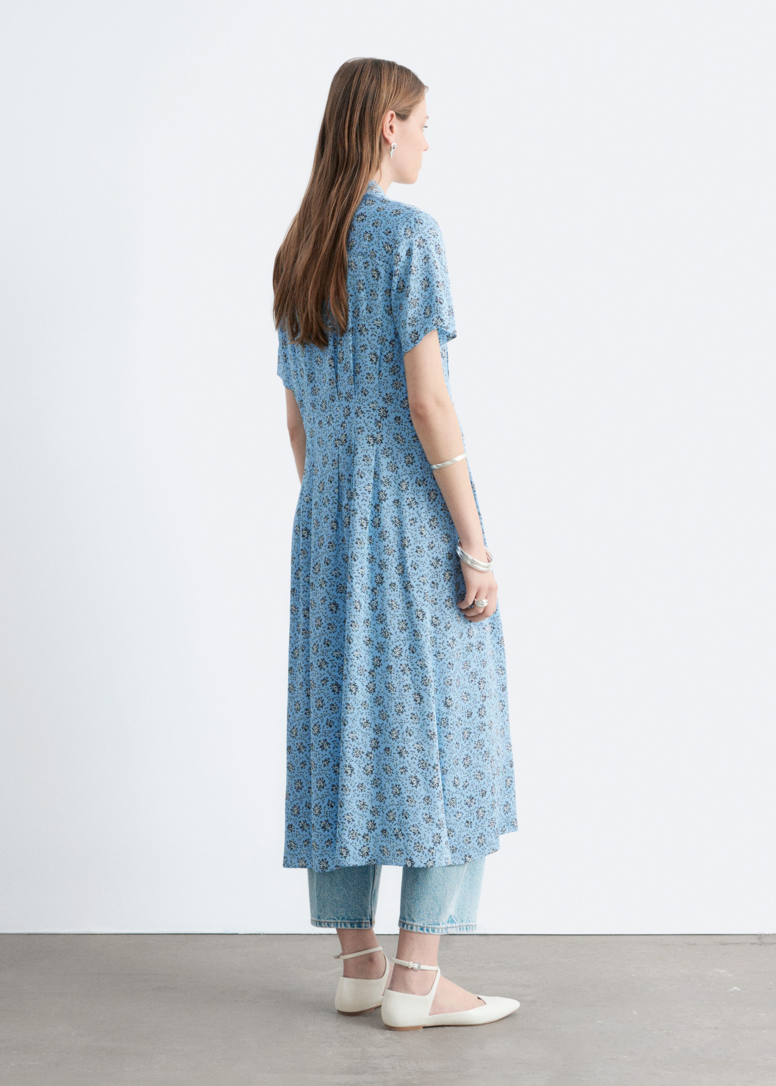 Image of Pleated Waist Shirt Dress