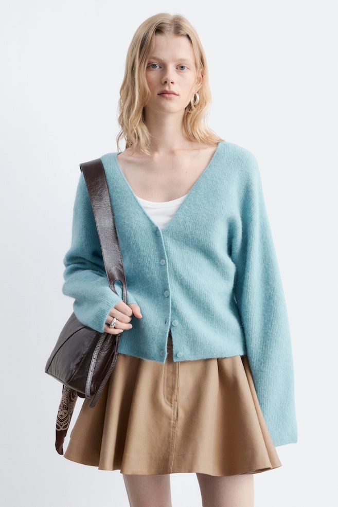 Cardigan din amestec de alpaca - Turcoaz Deschis/Maro Închis/Bej Deschis - 1