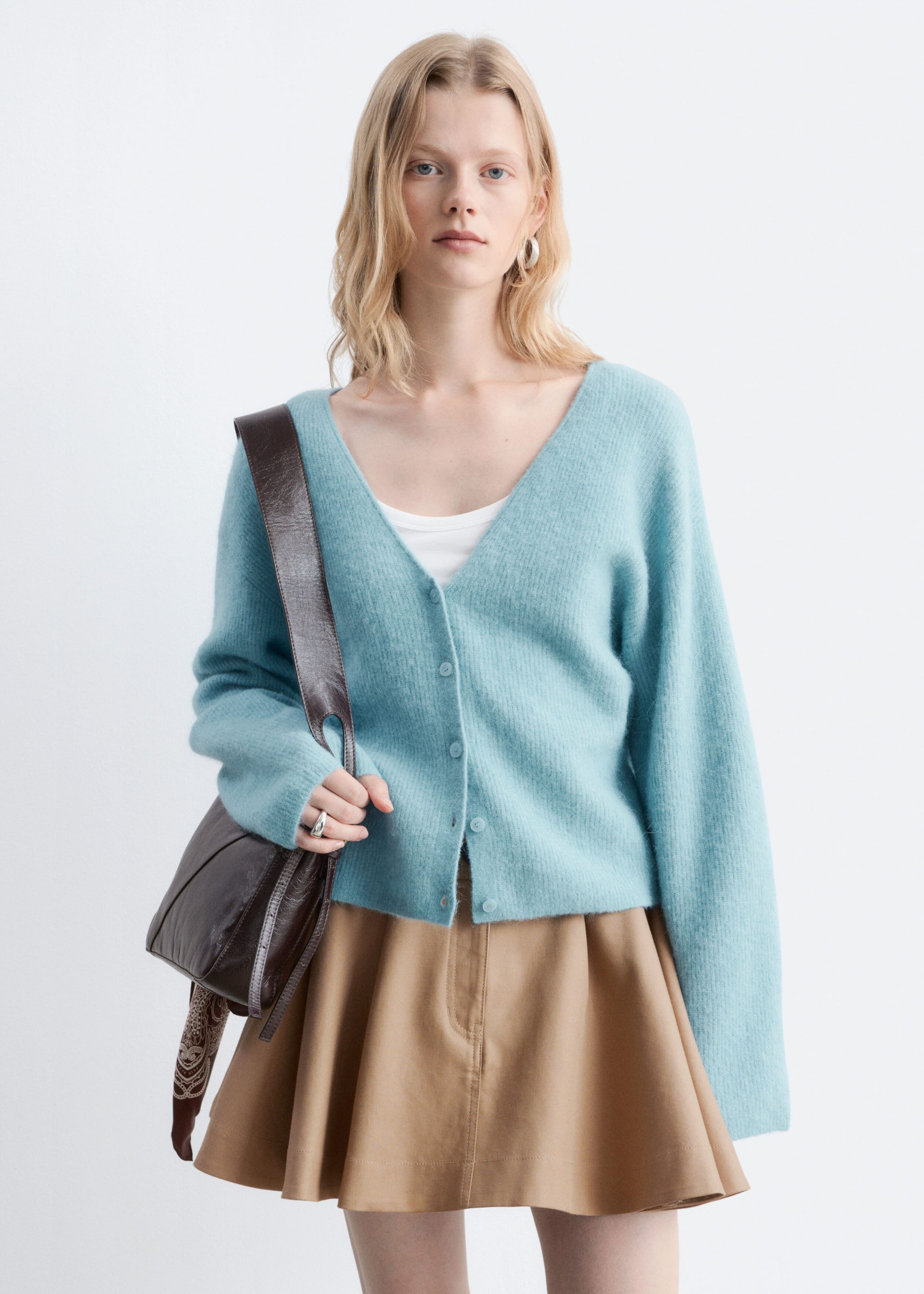 Alpaca-Blend Cardigan - Light Turquoise - Lookbook
