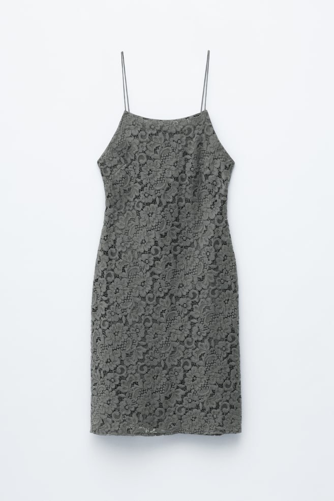 Midikleid mit Spitze - Dunkelgrau - 1