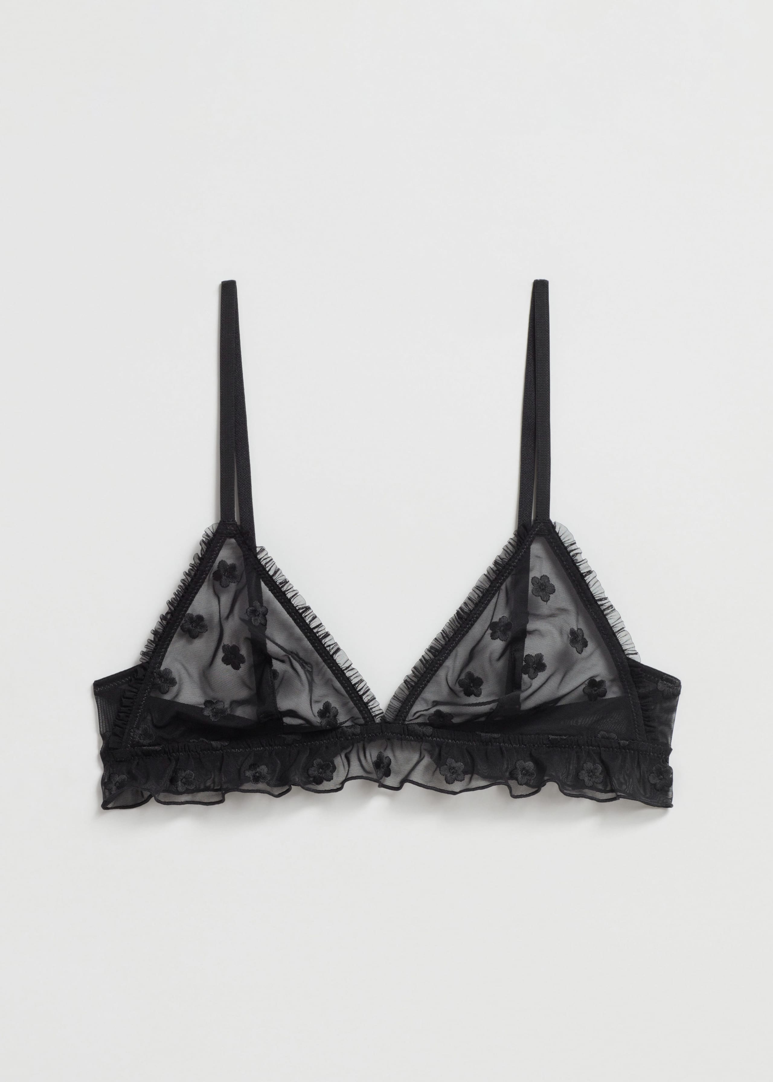Morbido reggiseno velato con gala - Nero - Natura morta