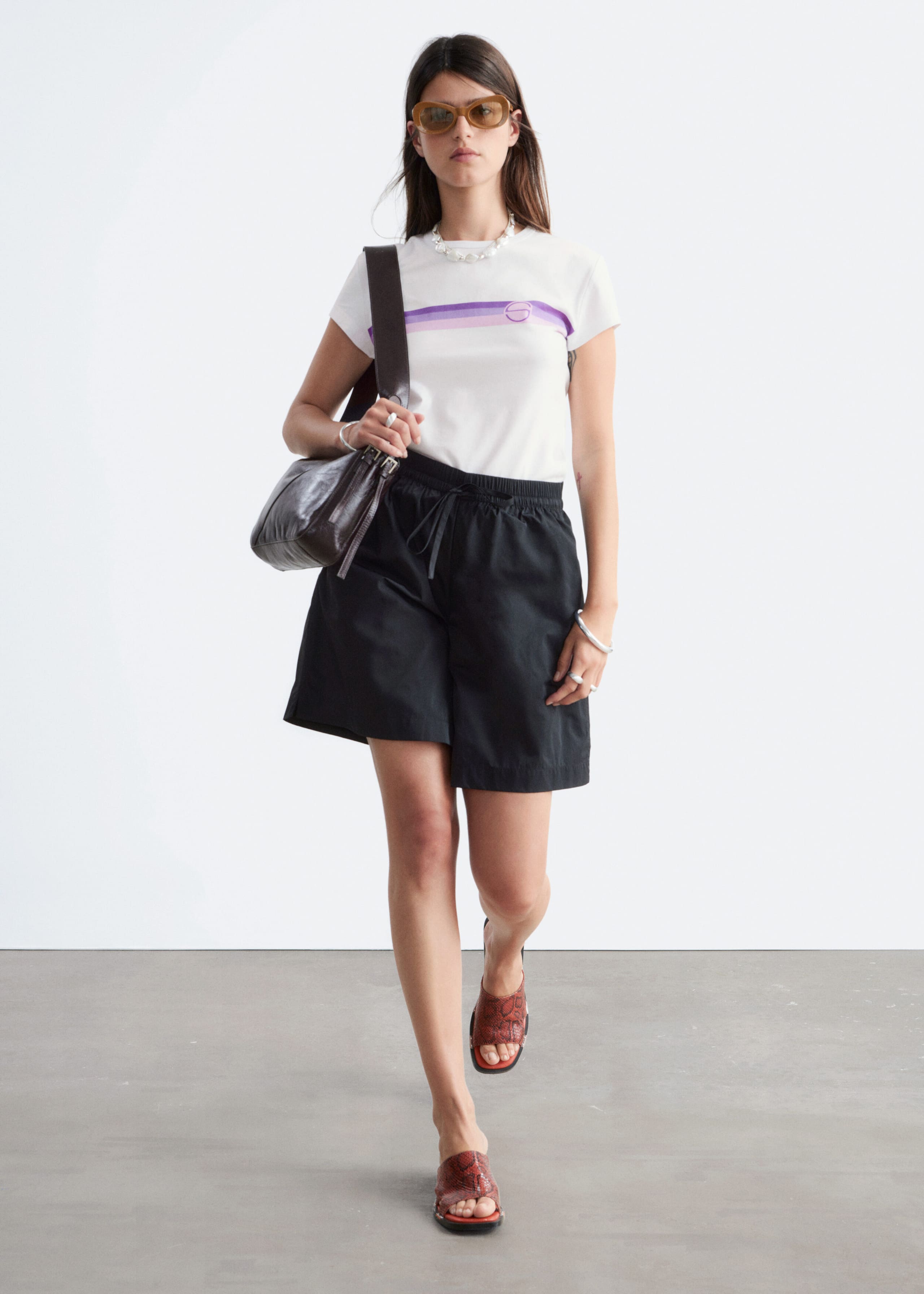 Camiseta estampada en punto de algodón - Rosa/Estampado gráfico - Lookbook