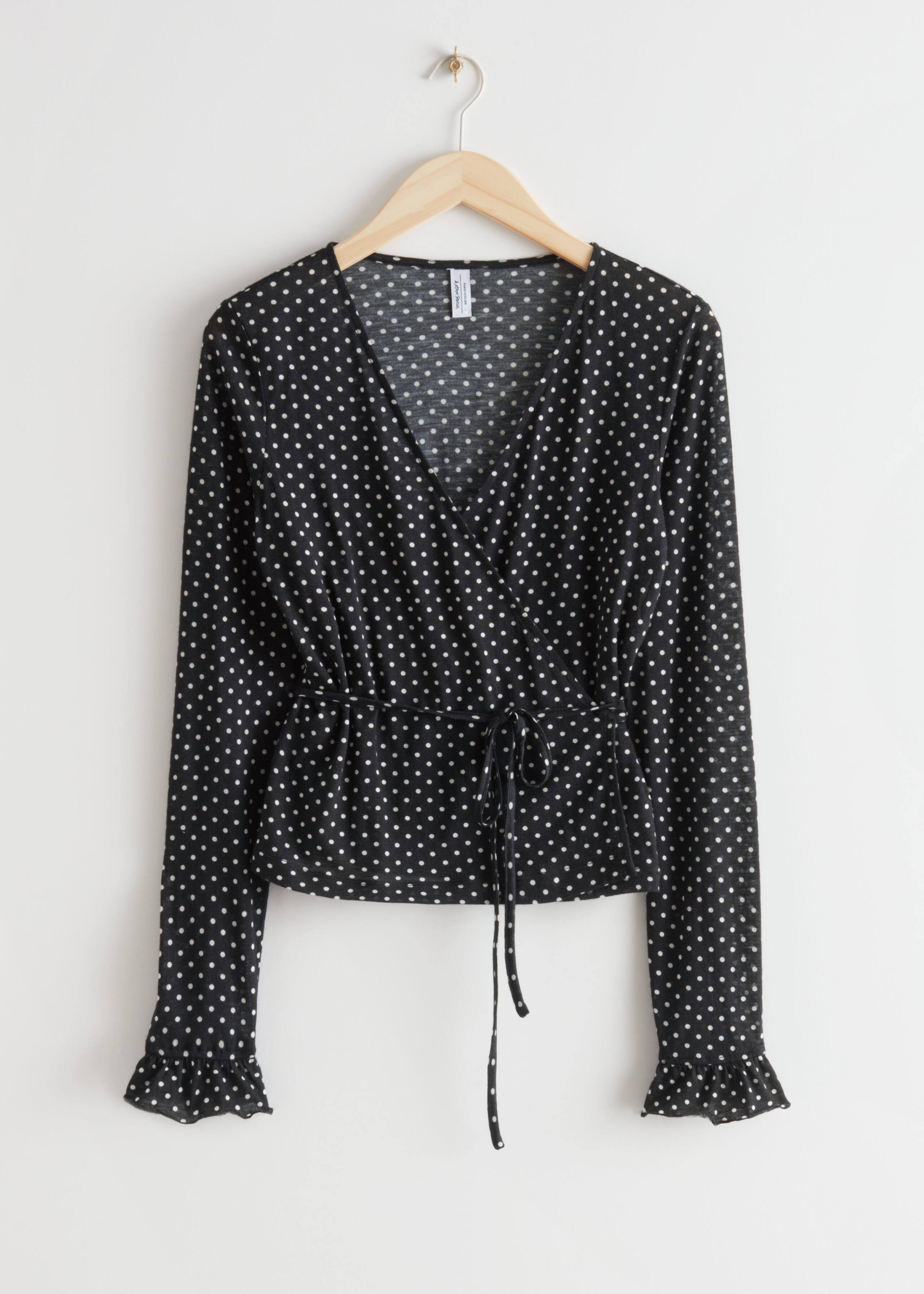 Ruffle Cuff Wrap Top - Red - Bodegón