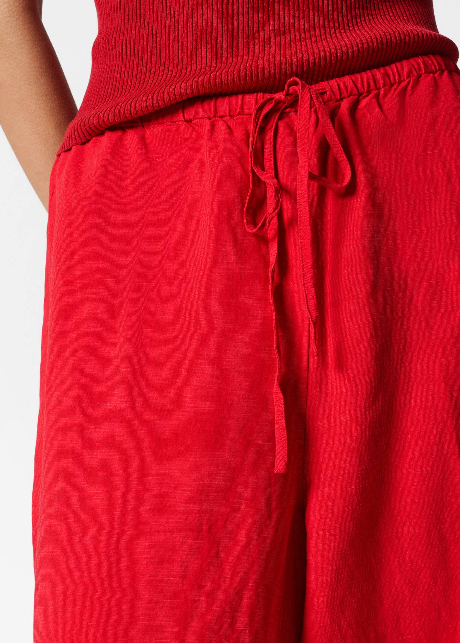 Relaxed Drawstring Trousers - Rood/White/Black Pattern/Black - 4