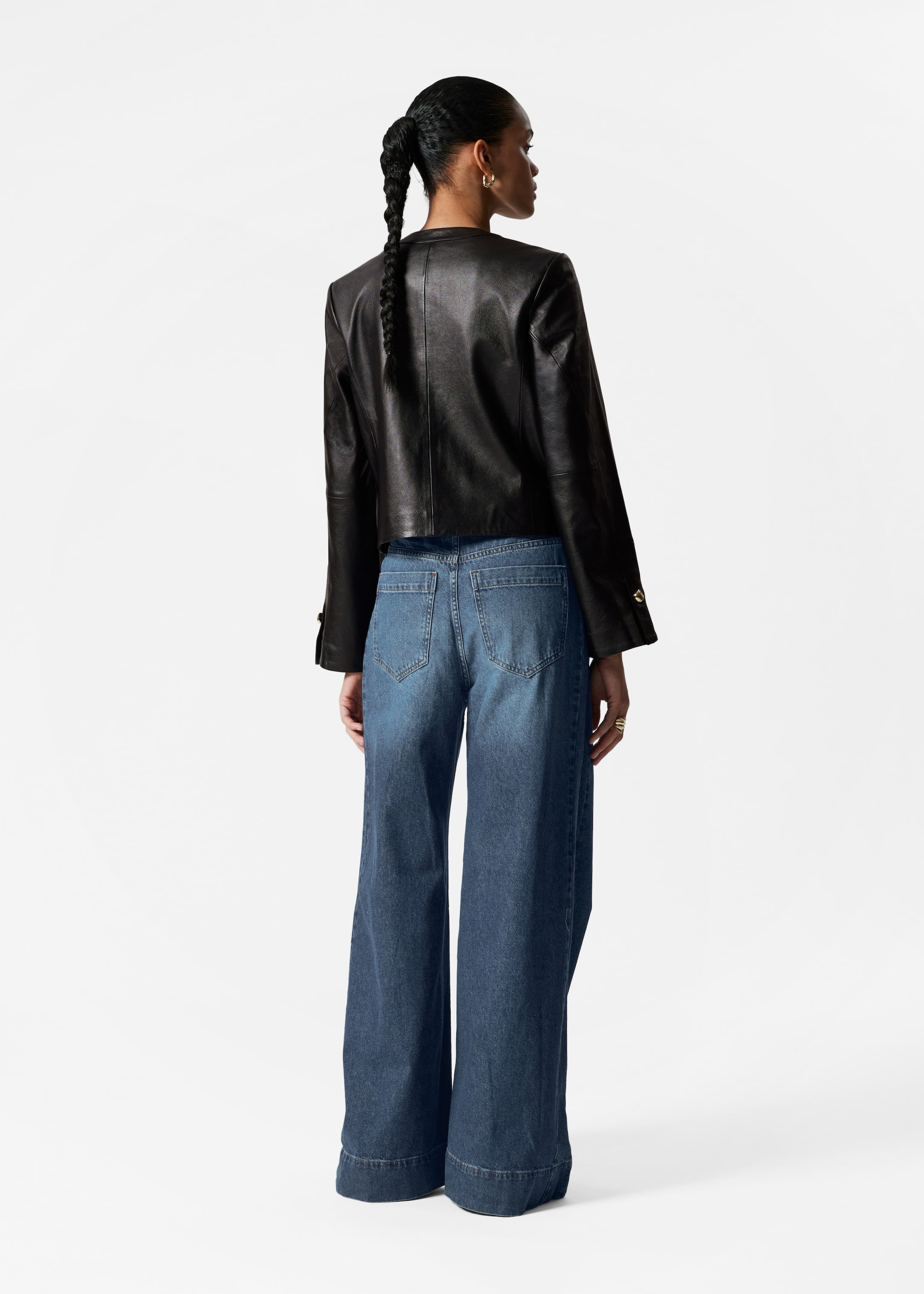 Visualizza immagine più grande: Giacca in pelle senza colletto - Nero - DONNA | H&M IT 4