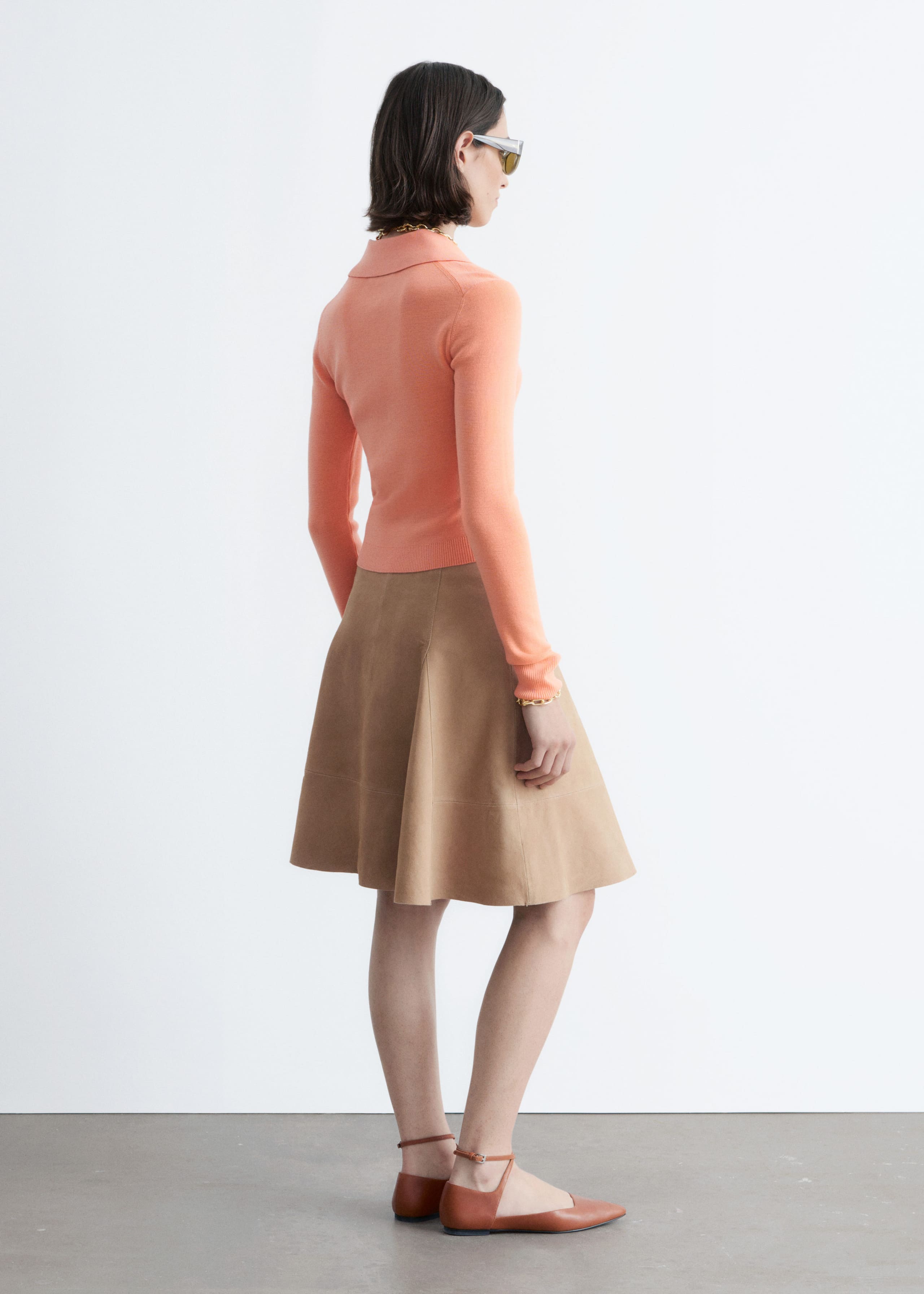 Image of Rib-Knit Merino Wool Polo Top