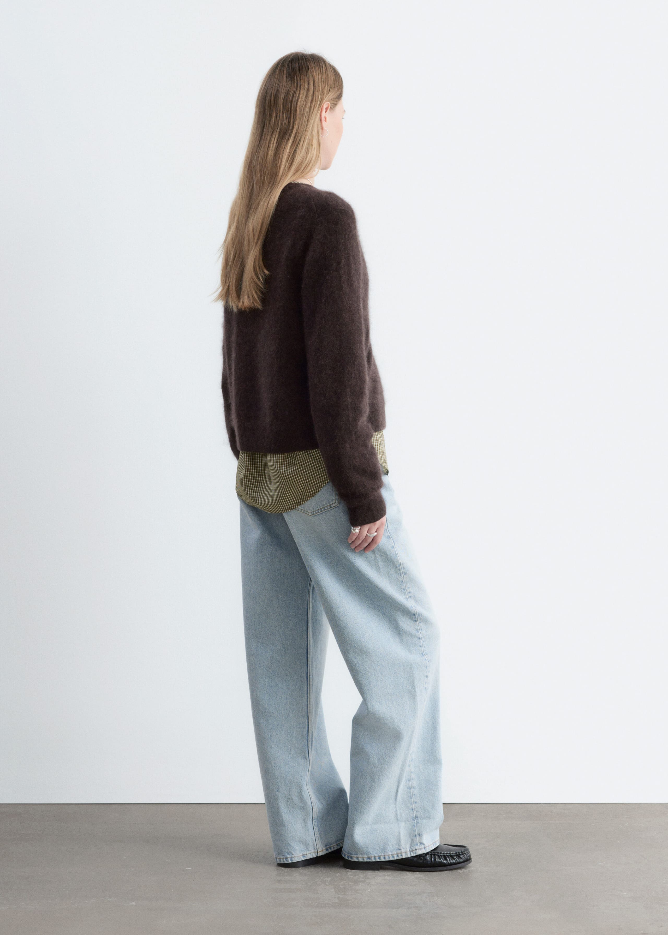Brushed Cashmere Cardigan - Grey - Lookbook
