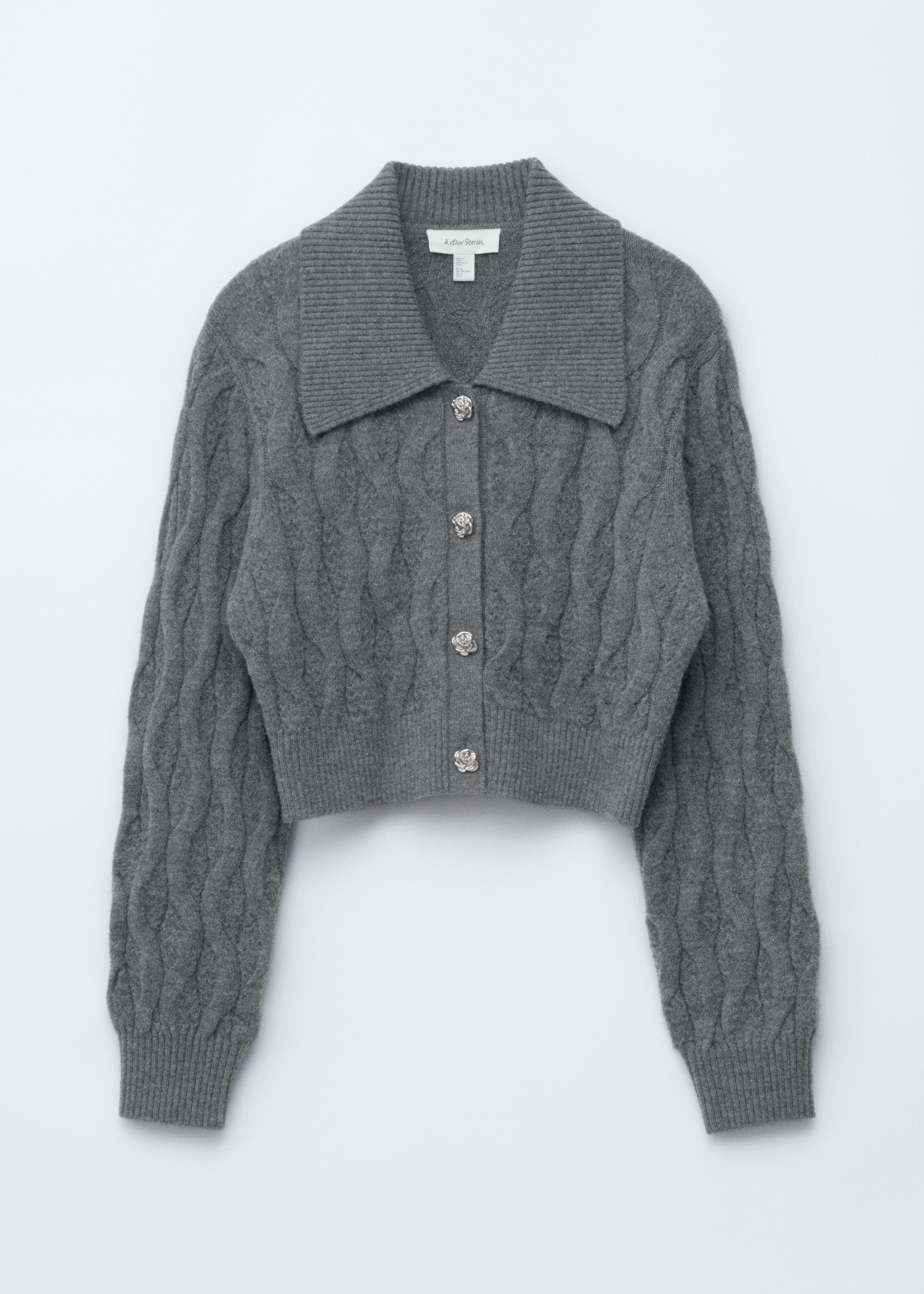 Cardigan en laine mélangée en mailles torsadées - Dark Grey