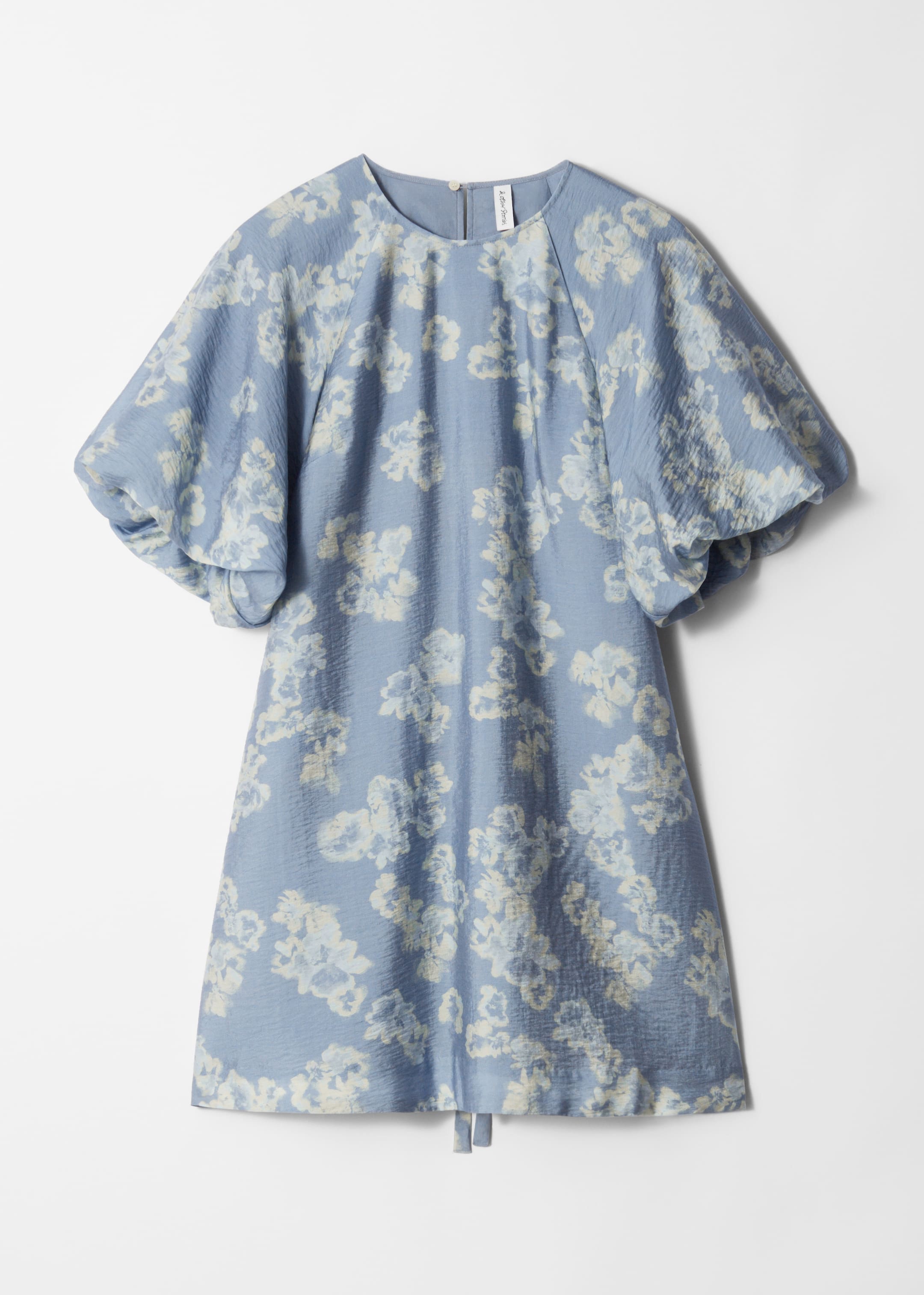 Visa större bild: Miniklänning med puffärm - Blå/blommig - DAM | H&M SE 4