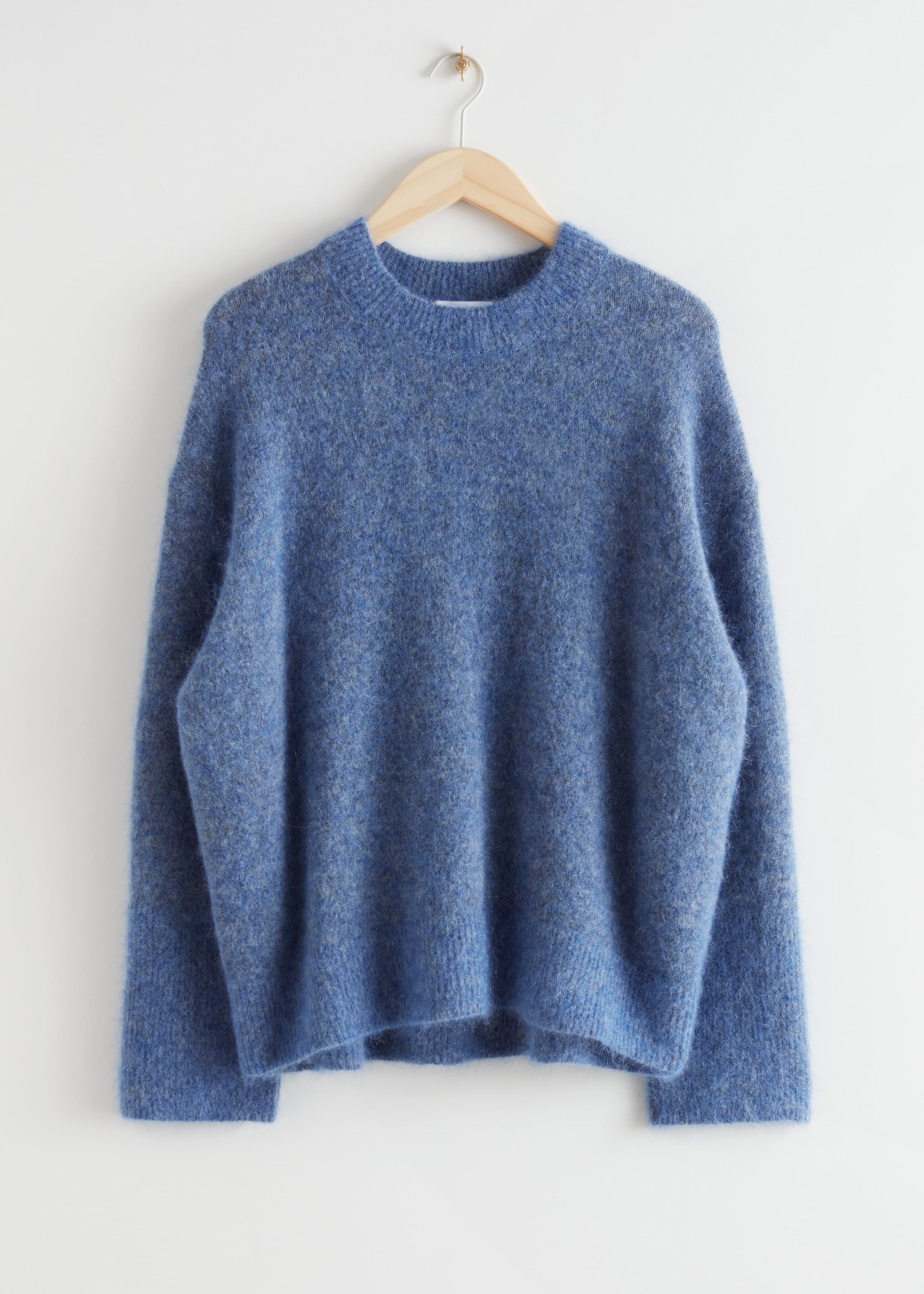 Relaxed Knit Jumper - Blue Melange - Bodegón