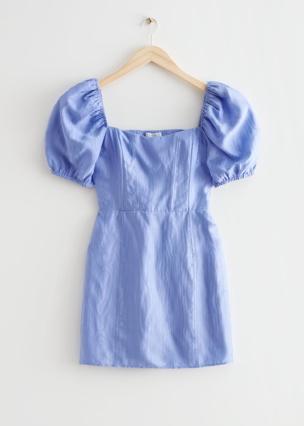 Puff Sleeve Jacquard Mini Dress - Light Blue - Still Life
