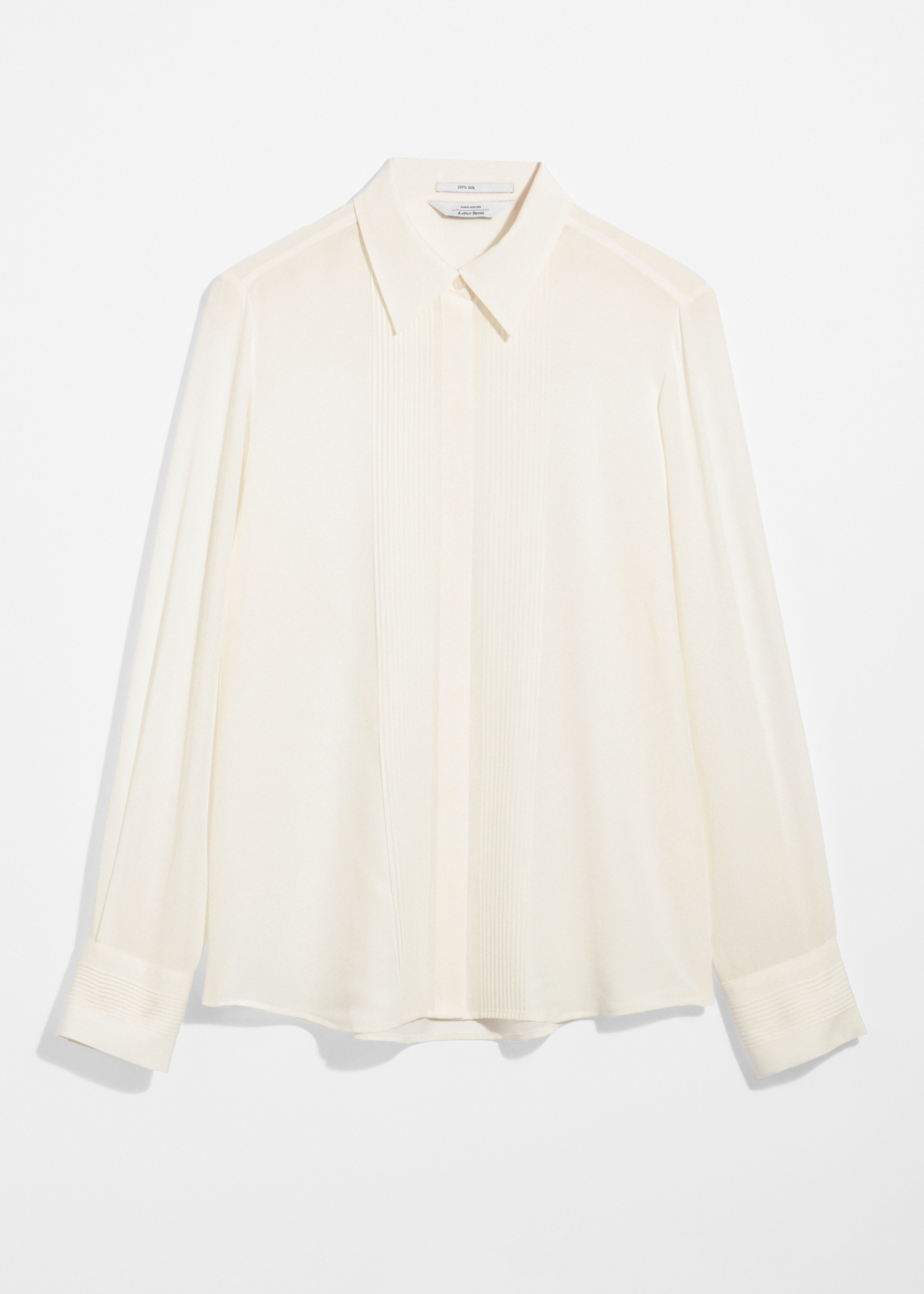 Seidenhemd mit Biesen - Weiß