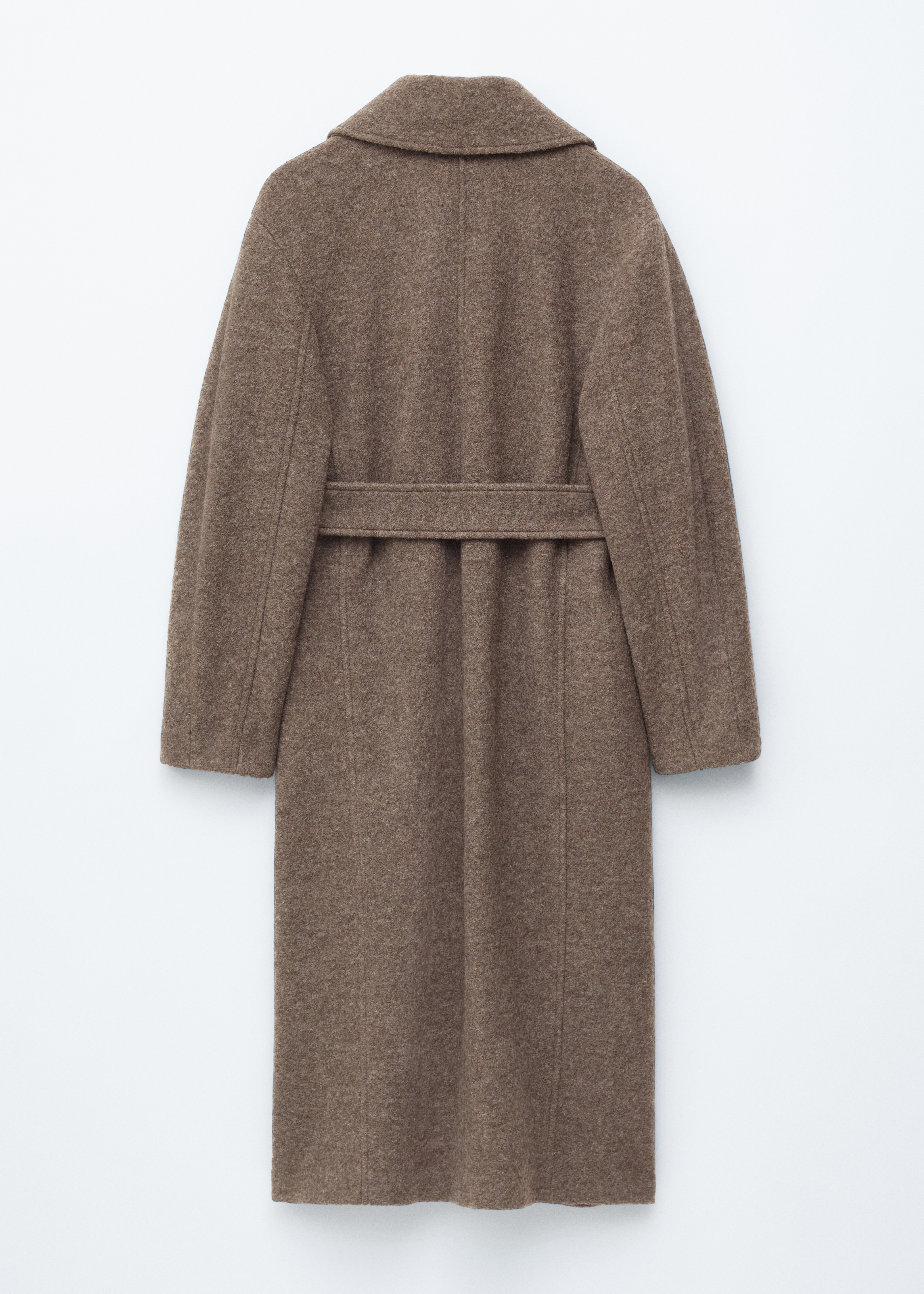 Voluminous Belted Wool Coat - Donkertaupe gemêleerd/Black/Donkerpaars/Navy