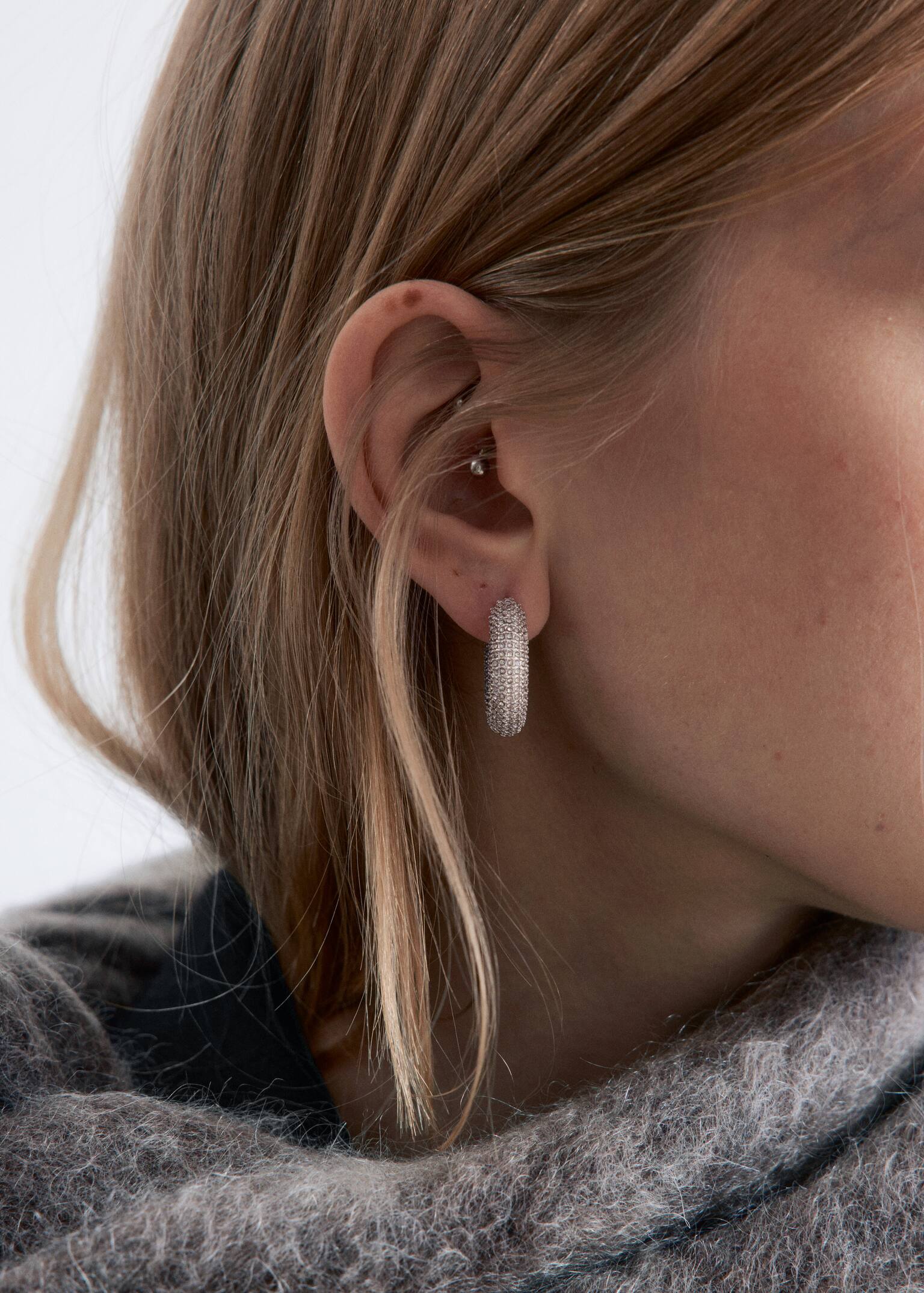 Crystal Hoop Earrings - Silver/Zlato - 5