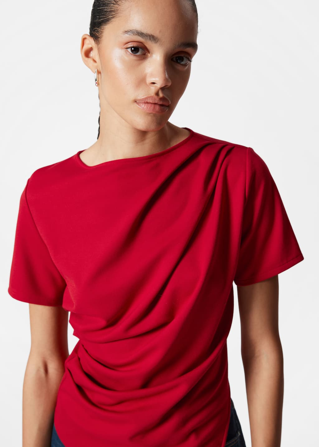 Image of Draped Asymmetric T-shirt