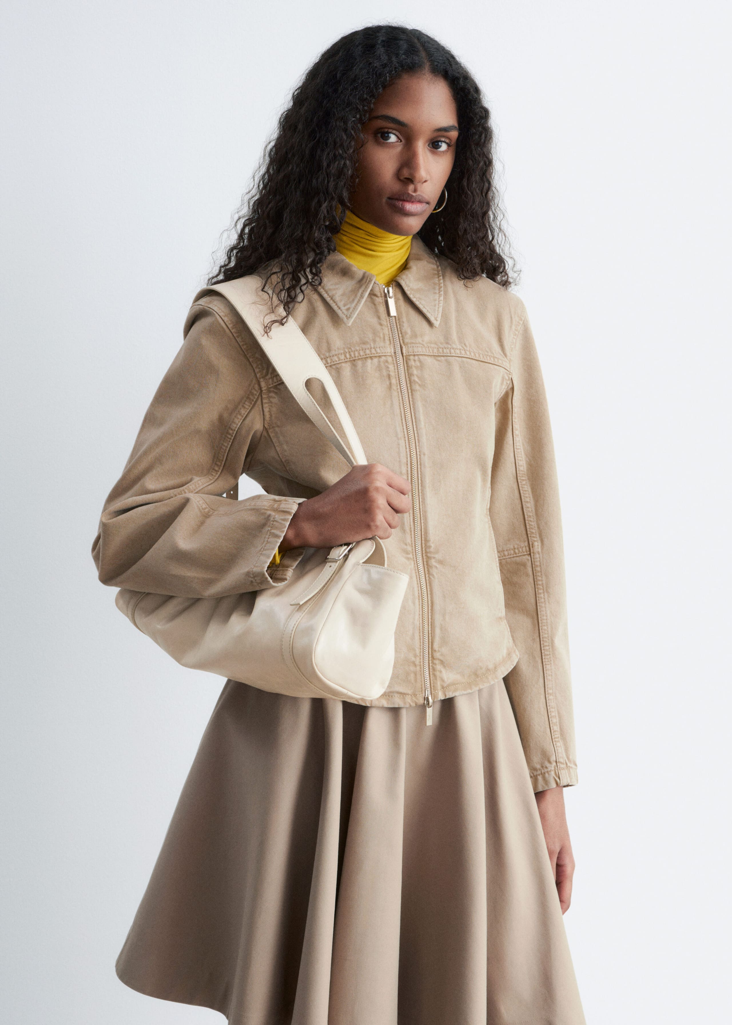 Image of Fitted Zip-Up Denim Jacket