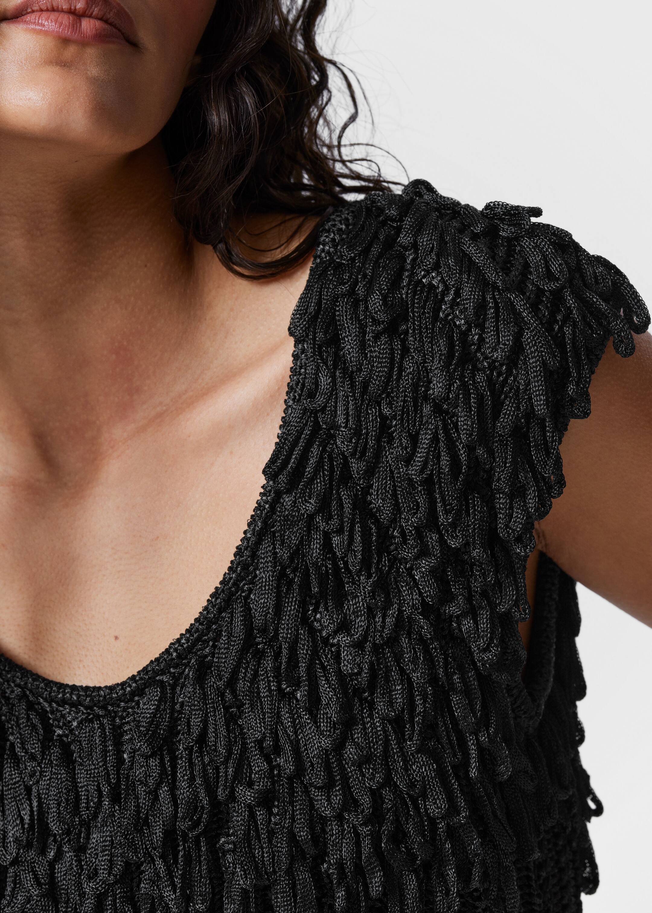 Grösseres Bild ansehen: Rippstrickoberteil mit Fransen - Schwarz - DAMEN | H&M CH 4