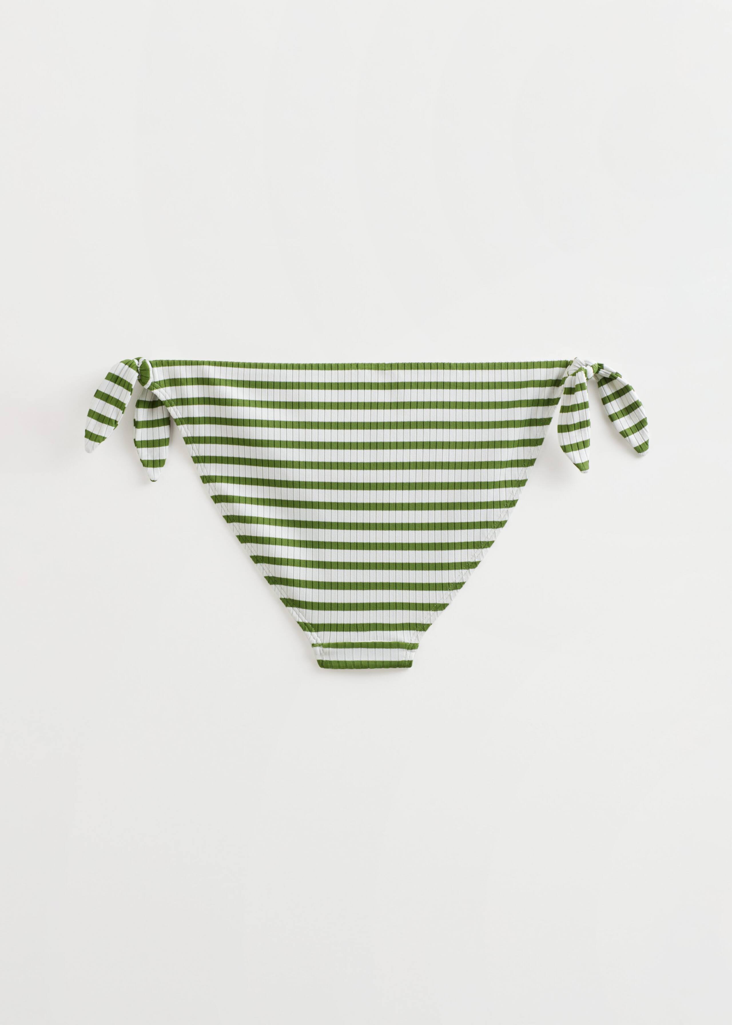 Ribbed Bow Bikini Briefs - White/Green Stripes - Still Life