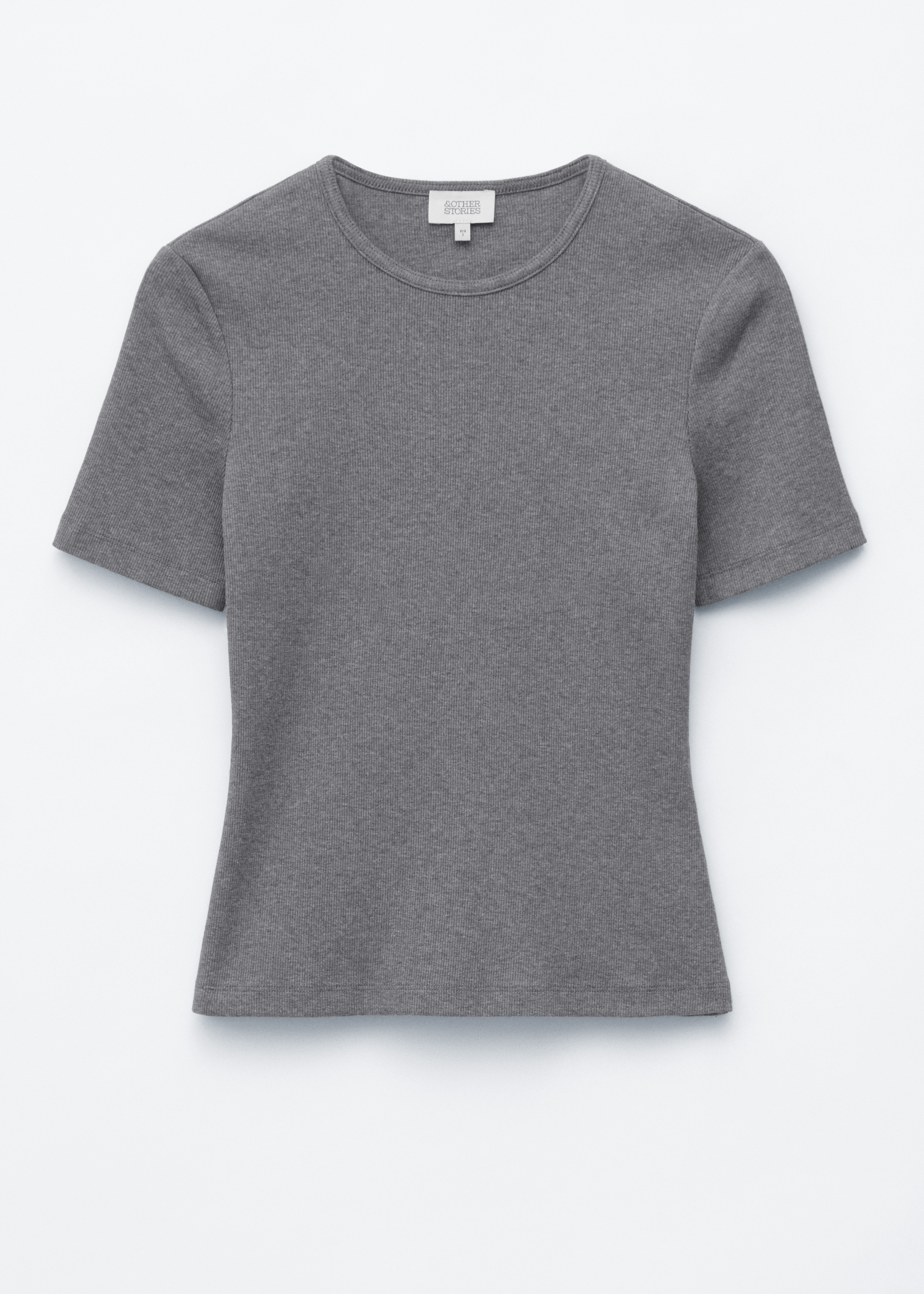 Geripptes T-Shirt - Grau meliert/Braun/Gestreift/Weiß/Dunkelbraun